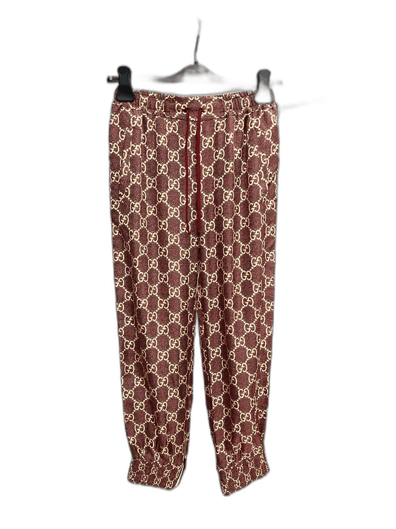Gucci Brown Monogram Silk Sports Pants-2505