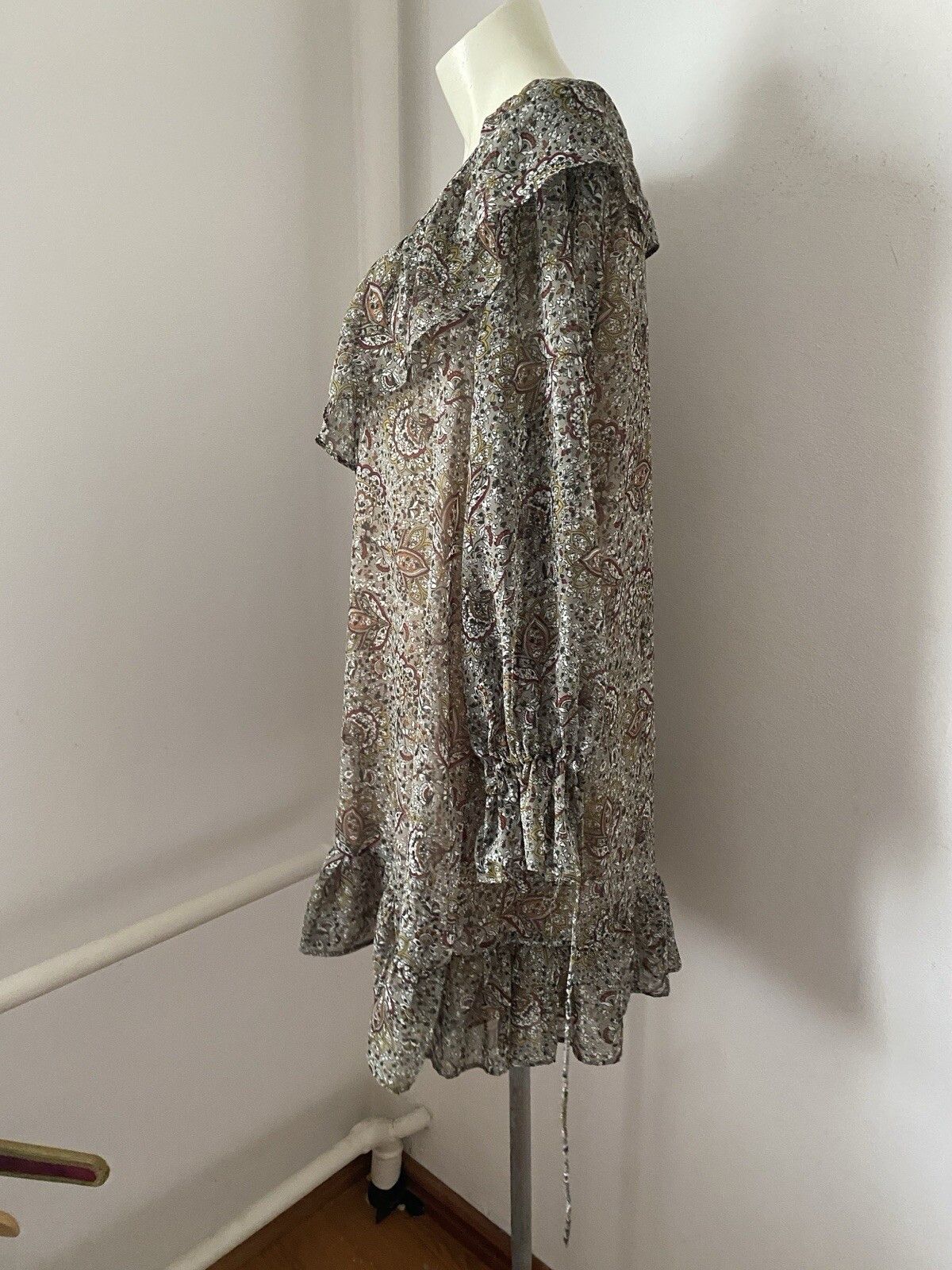 Other Zara Ruffle Mini Dress Floral Size M Khaki Size M / US 6-8 / IT 42-44 - 2 Thumbnail