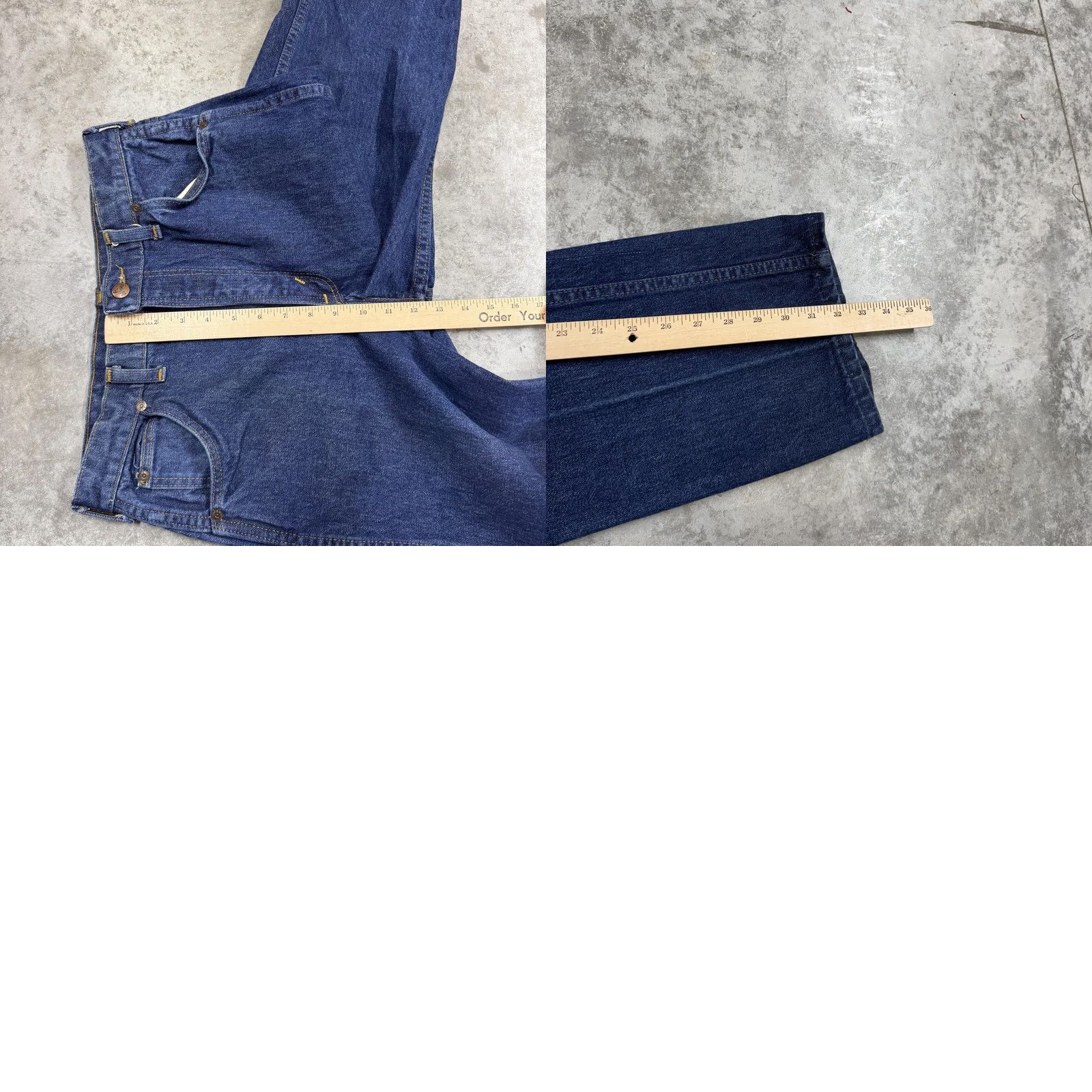 Denime VINTAGE Dee Cee Jeans Mens 33x34 Blue Denim Straight Leg Adjustable Cuff 90s Size US 33 - 8 Thumbnail