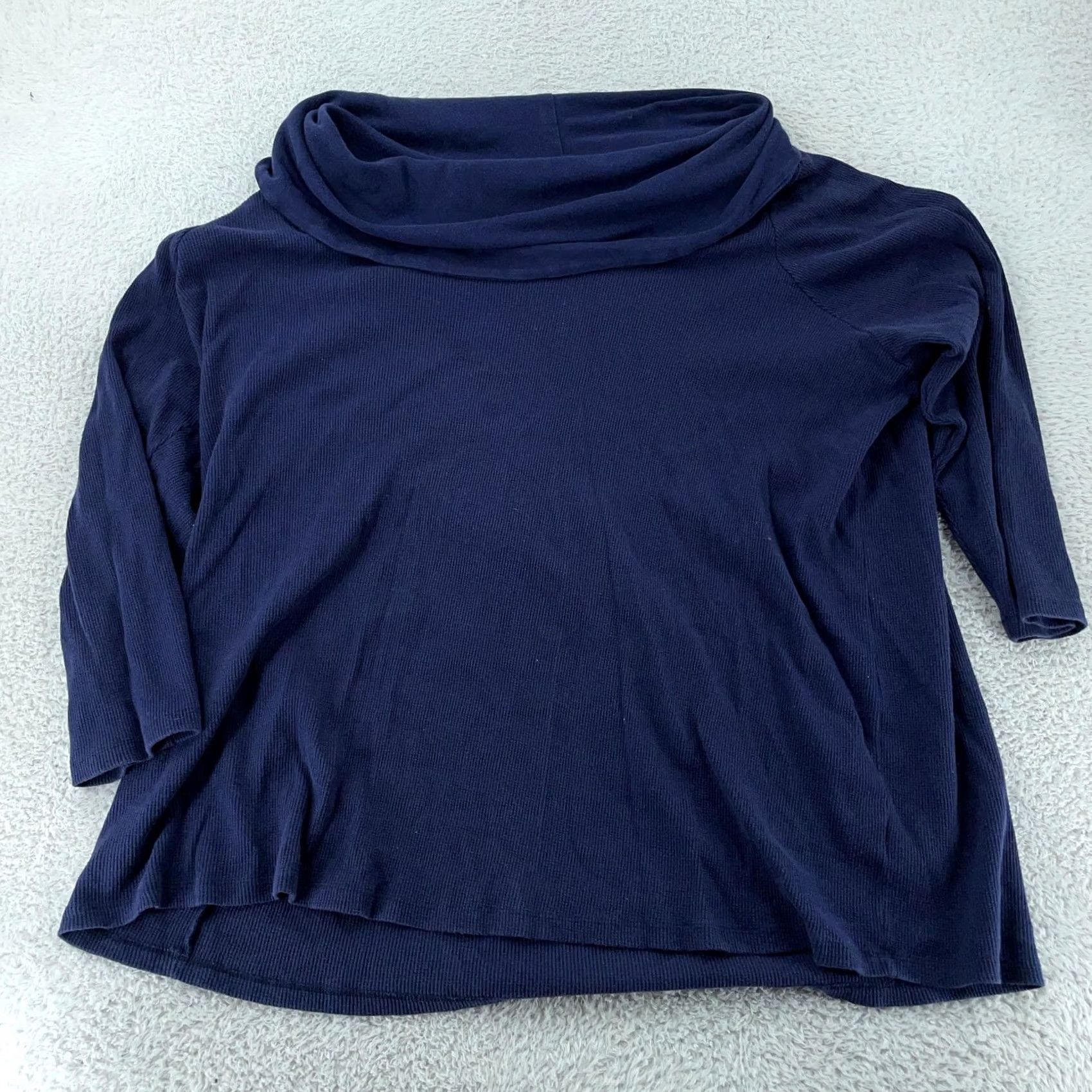 Vintage Roaman's Sweater Womens 4X Plus Navy Cowl Neck Ribbed Knit 3/4 Sleeve Pullover Knit Wool? Size XXL / US 16-18 / IT 52-54 - 2 Thumbnail