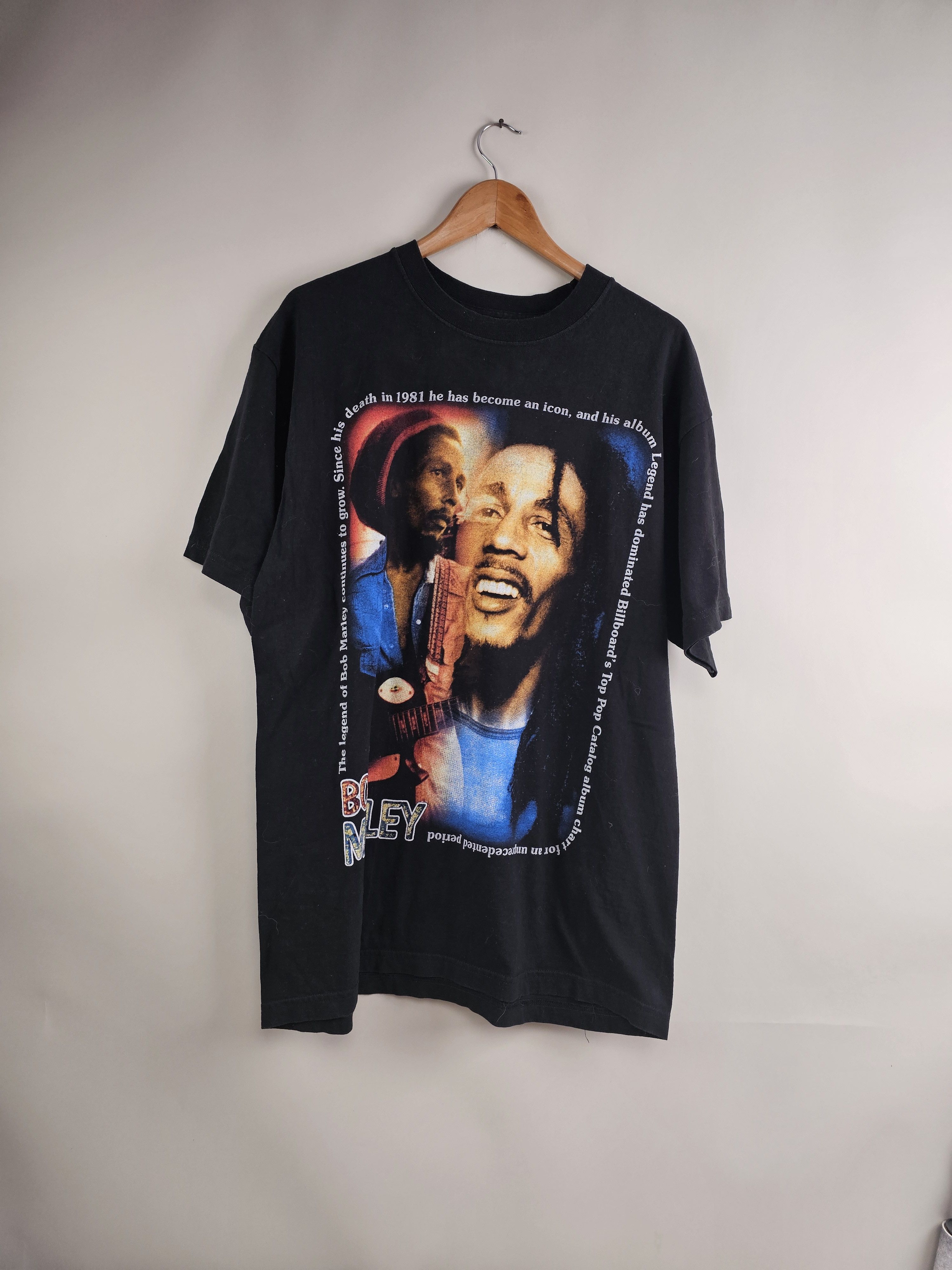 image of Band Tees x Bob Marley 90's Bob Marley Rap Tee XL 23" 31" in Black, Men's