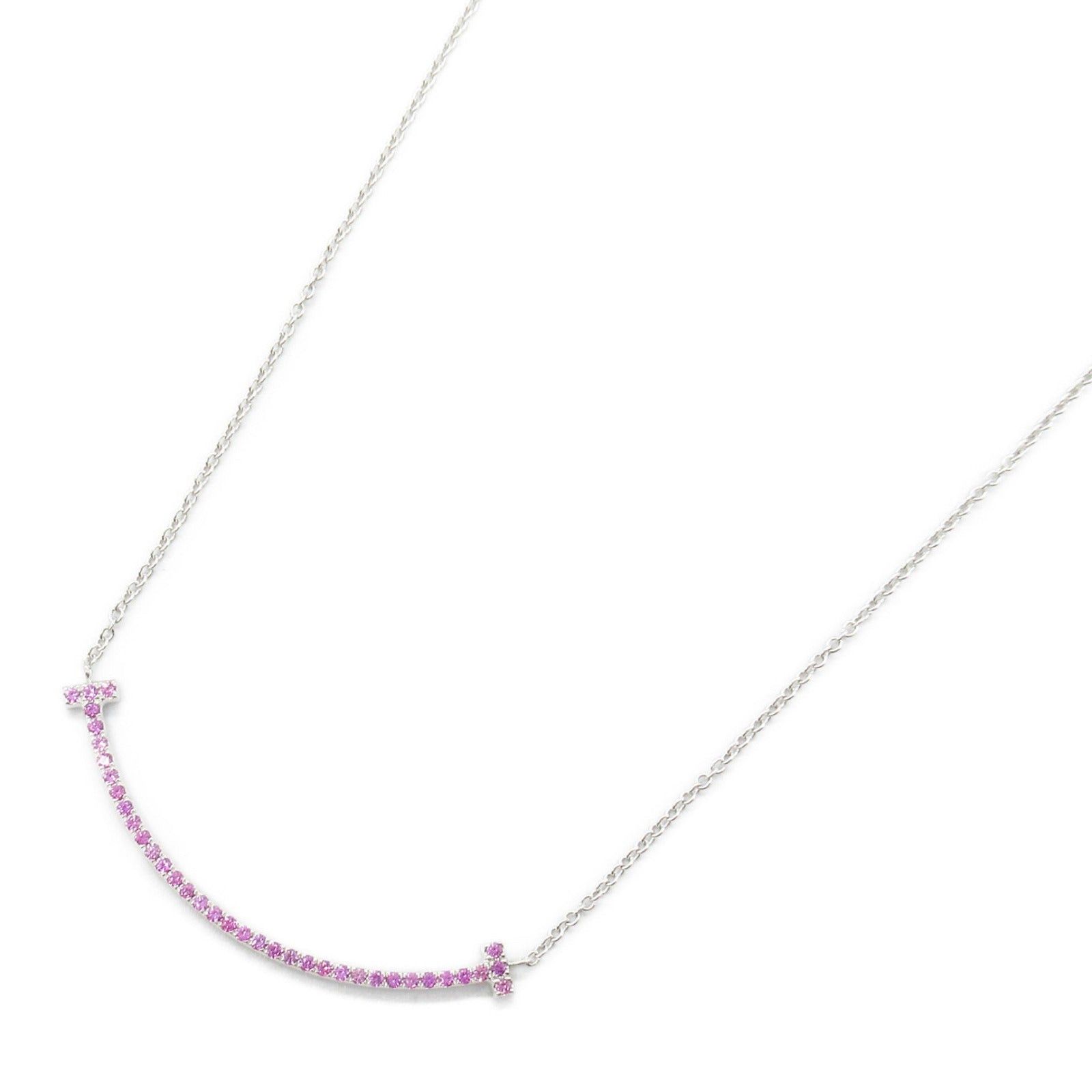 Tiffany & Co. Tiffany Co T-Smile Small Necklace Pink Sapphire K18Wg (White Gold) Size ONE SIZE - 1 Thumbnail