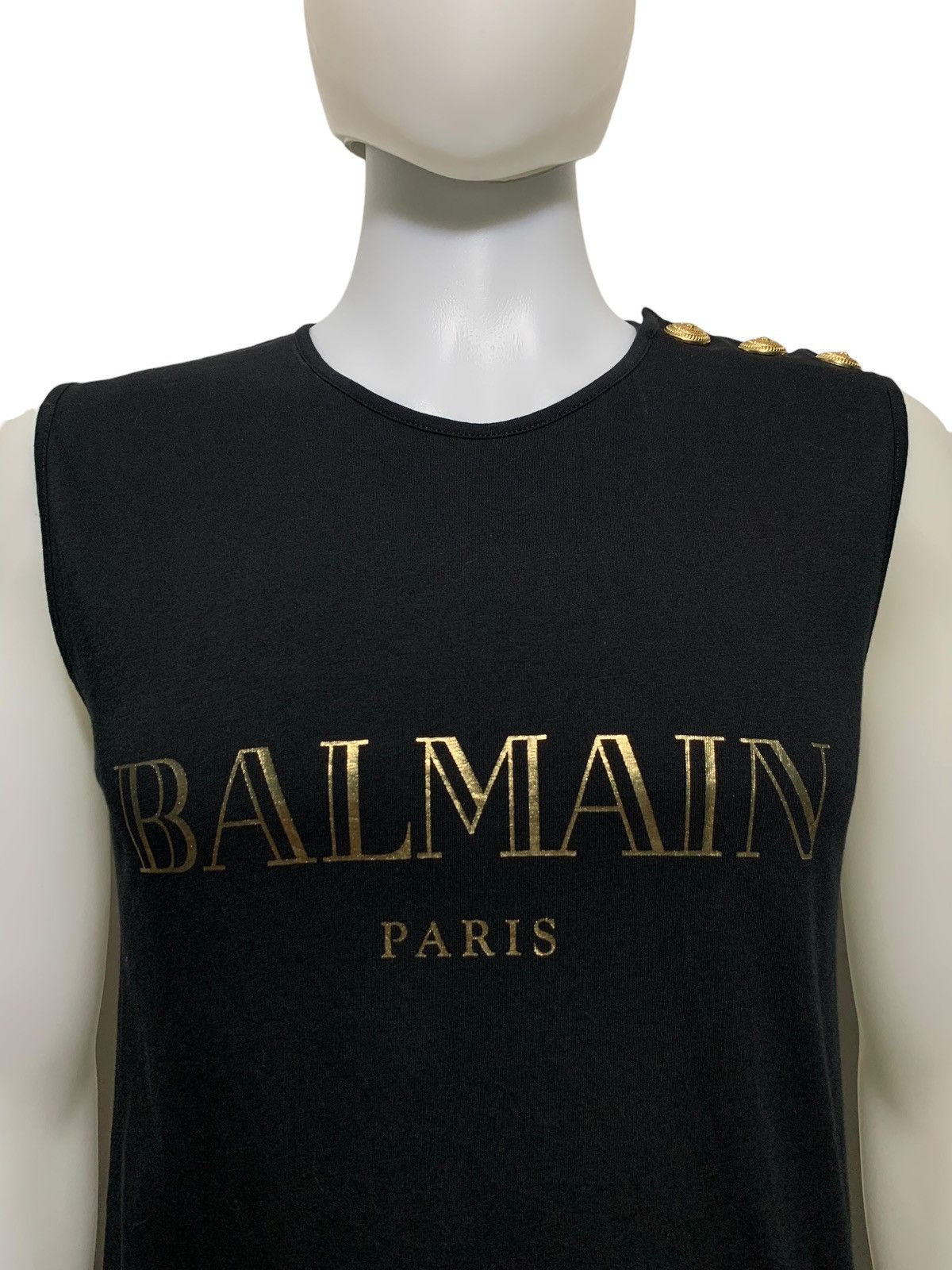 Balmain Balmain paris gold logo snap button tanktop Size US S / EU 44-46 / 1 - 2 Thumbnail