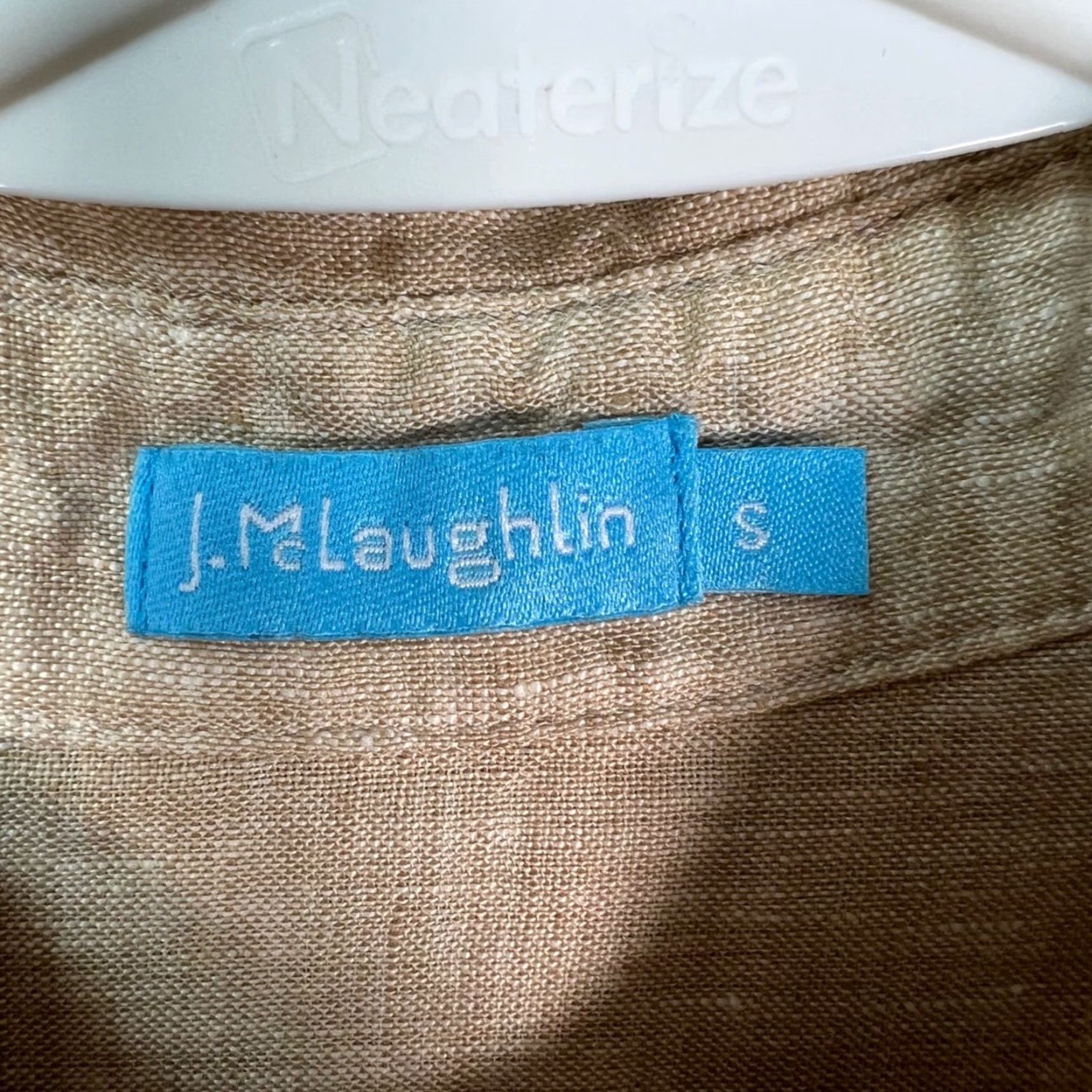 J.McLaughlin J. McLaughlin Womens Small Beige Linen Button Shirt Blouse with Side Detail Size S / US 4 / IT 40 - 3 Thumbnail