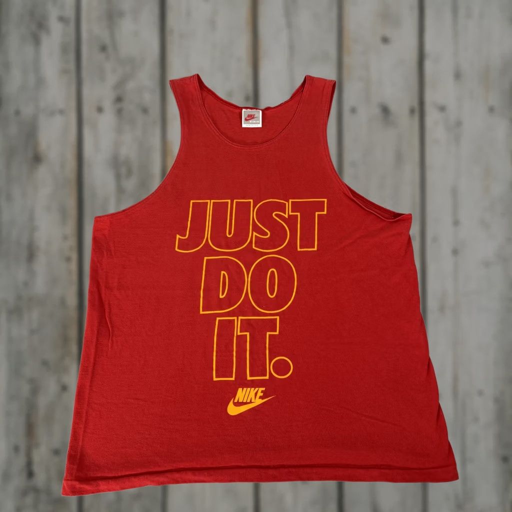Nike VINTAGE Nike Shirt Mens Medium Red Tank Top Just Do It Single Stitch 90s USA Gym Size US M / EU 48-50 / 2 - 1 Thumbnail