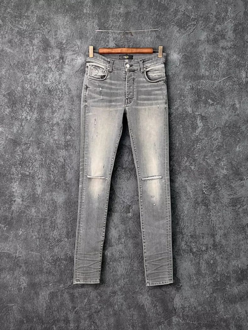 Amiri Amiri Smoke gray distressed pure cotton jeans Size US 28 / EU 44 - 1 Thumbnail