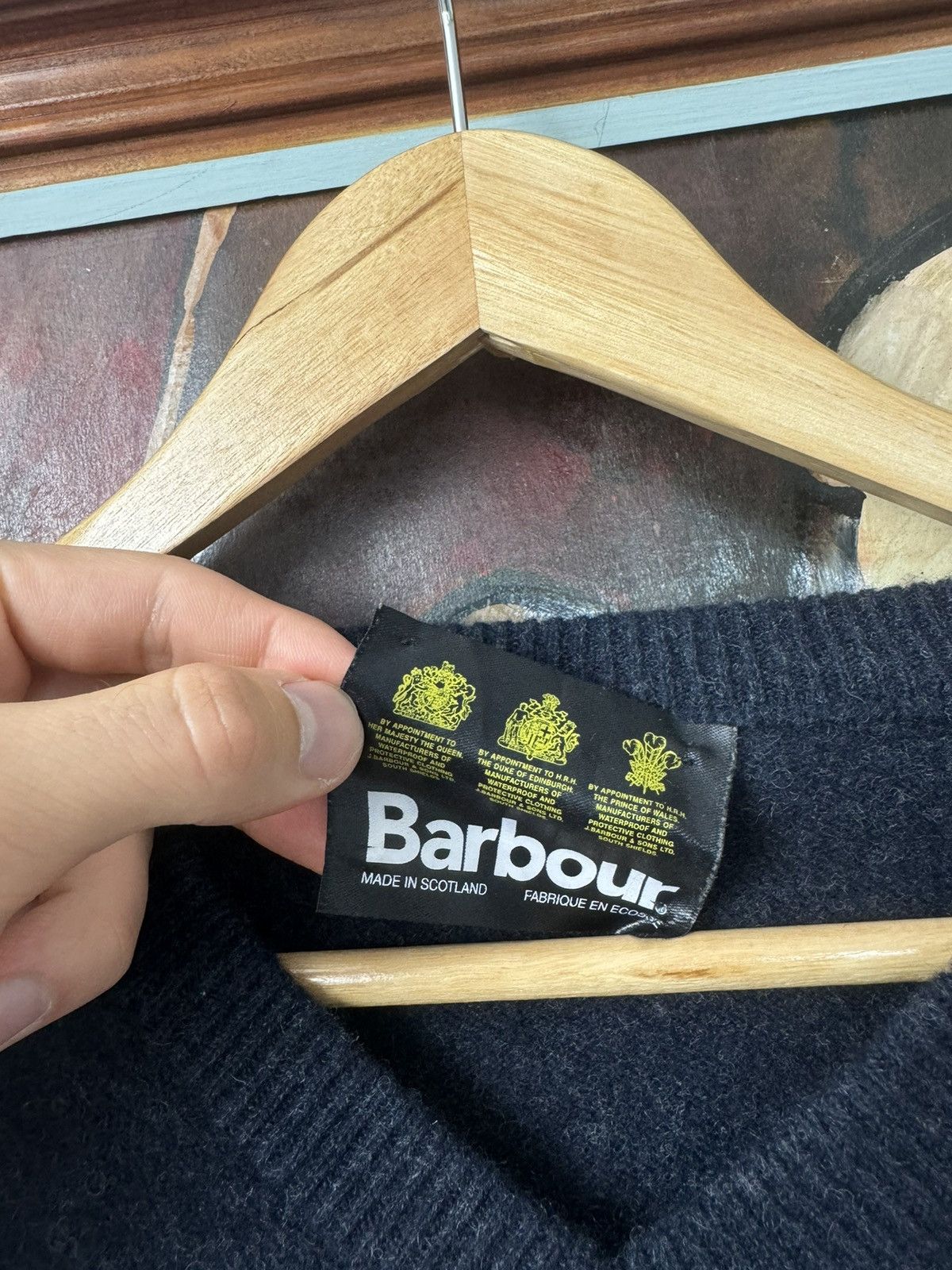 Barbour Rare Vintage Barbour Wool Knit Sweater Navy Jumper Size US L / EU 52-54 / 3 - 3 Thumbnail