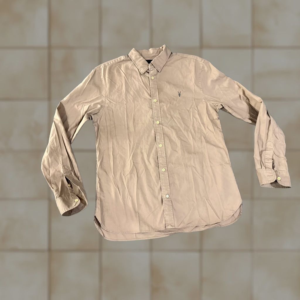 Allsaints AllSaints Button-Up Shirt Mens M Beige Long Sleeve Slim Fit Casual Size US M / EU 48-50 / 2 - 1 Thumbnail