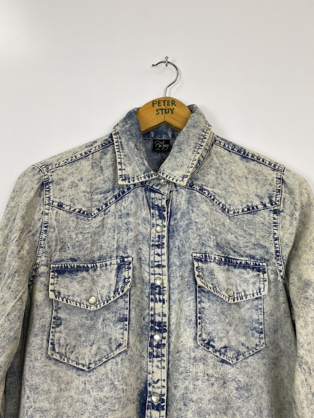 Japanese Brand × Vintage One Way Distress Denim Shirt Size US S / EU 44-46 / 1 - 5 Thumbnail