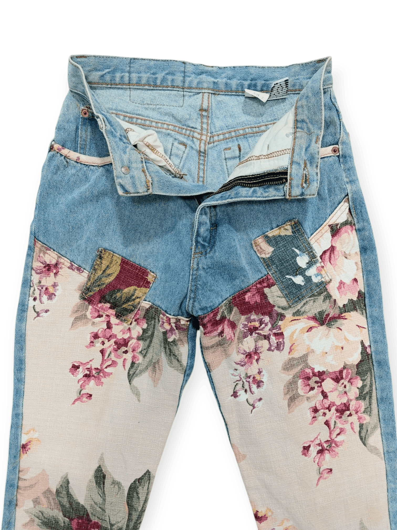 L.E.I. L.E.I Beauty Flower Painted Jeans Size 25" / US 0 / IT 36 - 8 Thumbnail