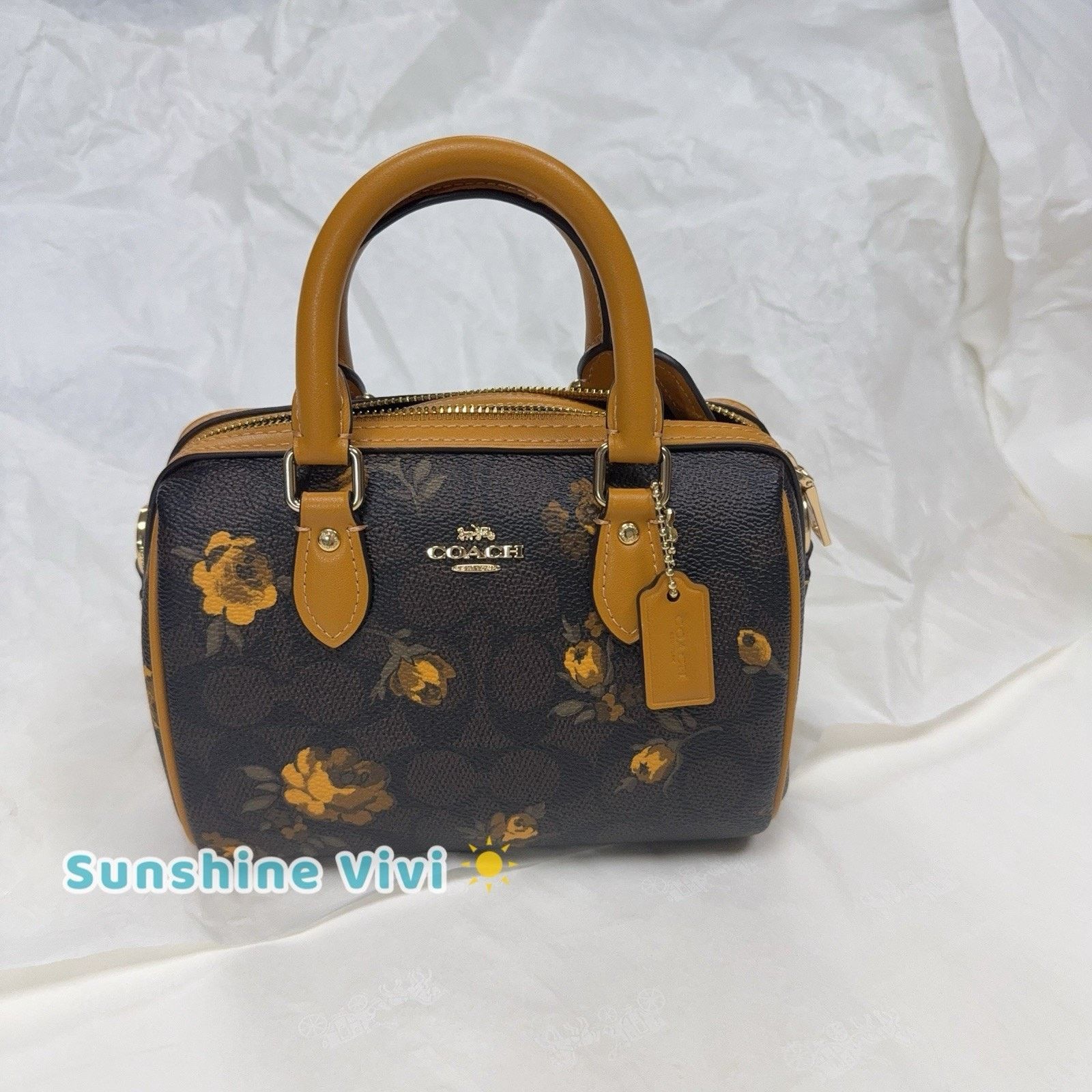 Coach NWT Coach Mini Rowan Crossbody Bag Floral CCF31 Yellow Size ONE SIZE - 1 Thumbnail