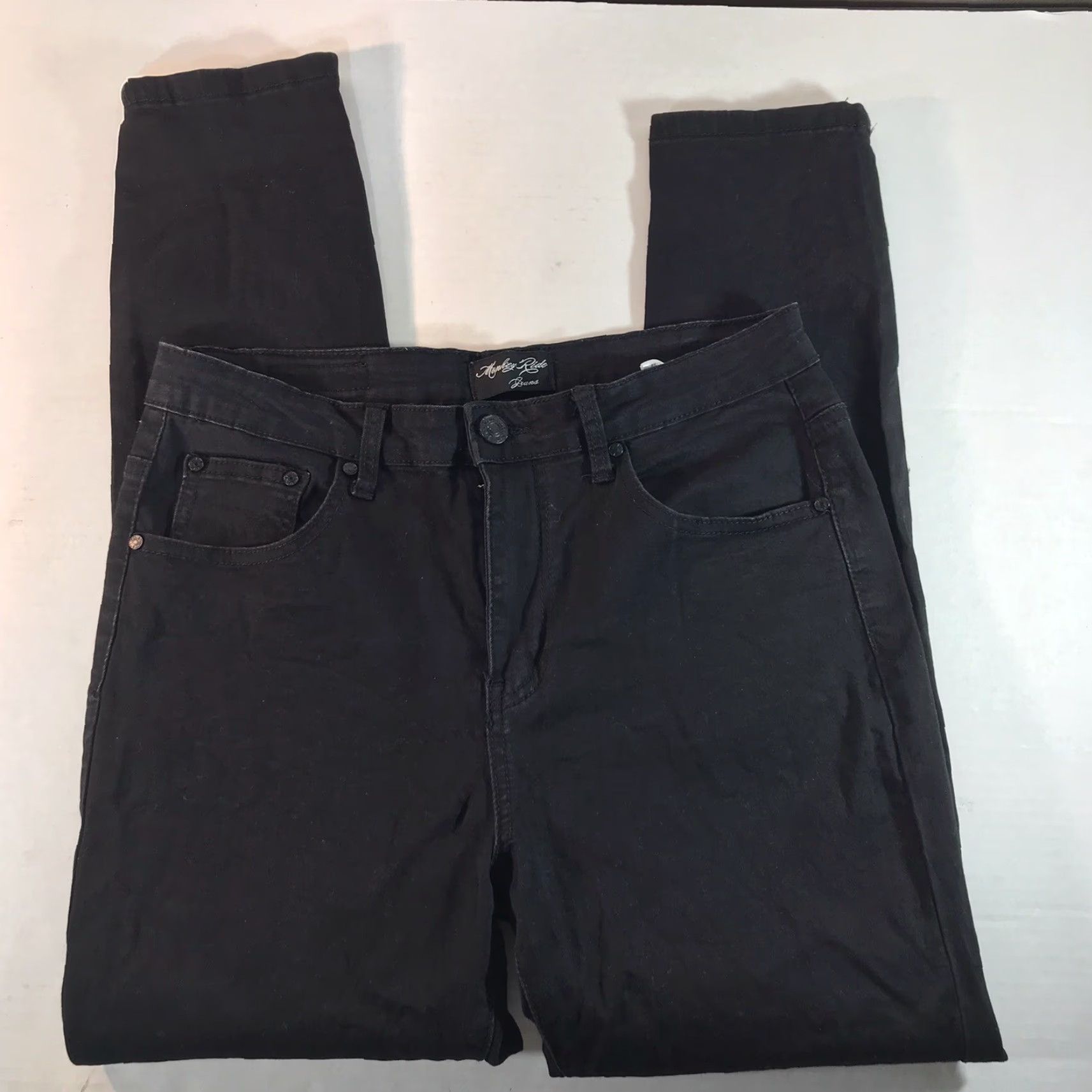 Vintage VINTAGE Monkey Ride Jeans Skinny Black Wash Women's Size 11/30 Mid-Rise Stretch Denim Size 32" / US 10 / IT 46 - 7 Thumbnail