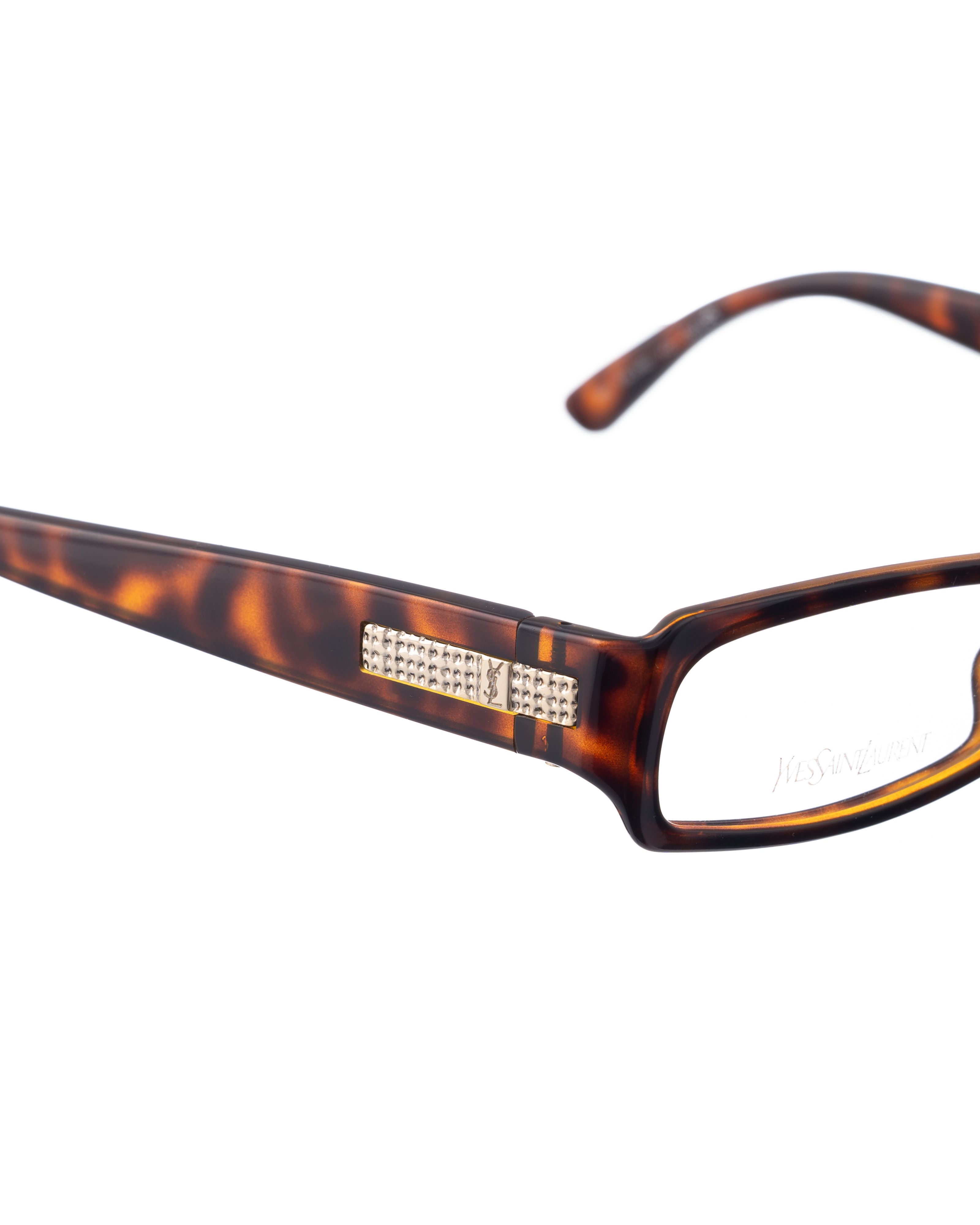 Yves Saint Laurent Yves Saint Laurent 00s Dark Havana Glasses with Silver Logo Size ONE SIZE - 1 Thumbnail