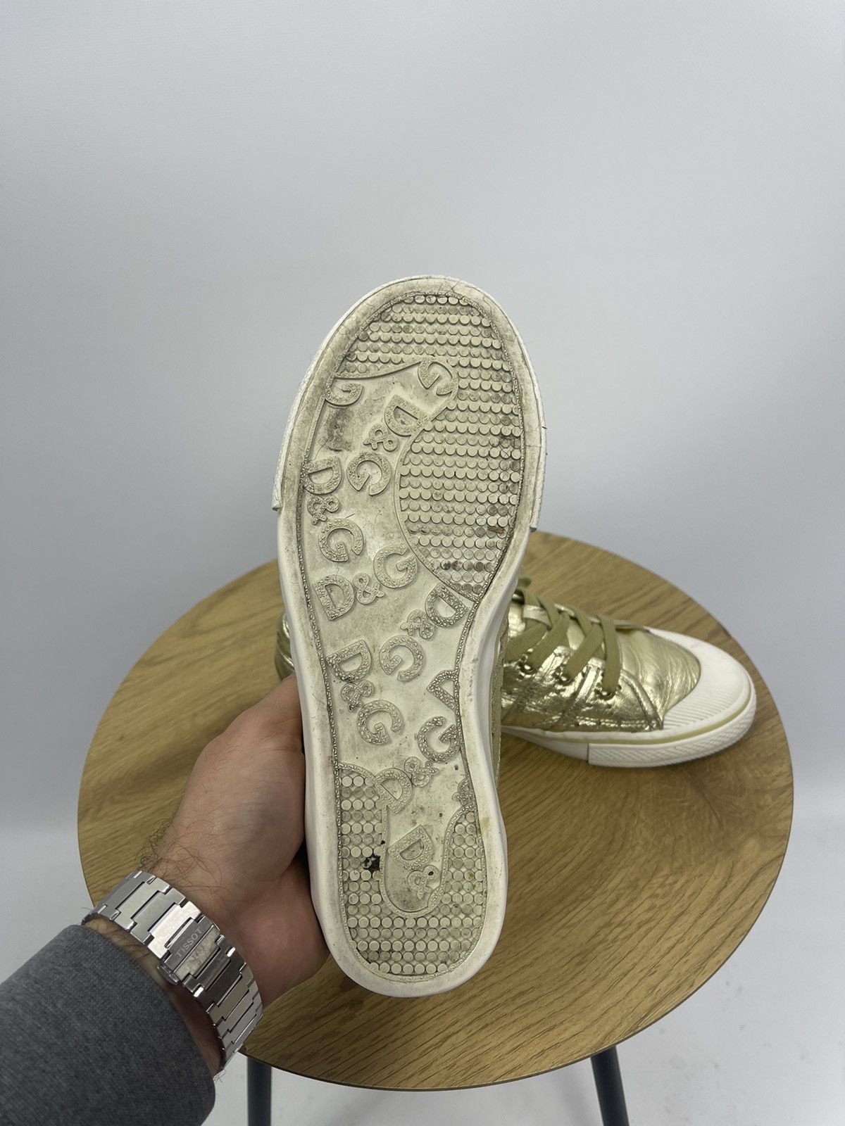 Dolce & Gabbana Dolce Gabbana Shoes Size 37.5 Leather Gold Sneakers US 5.5 Size US 7.5 / IT 37.5 - 6 Thumbnail