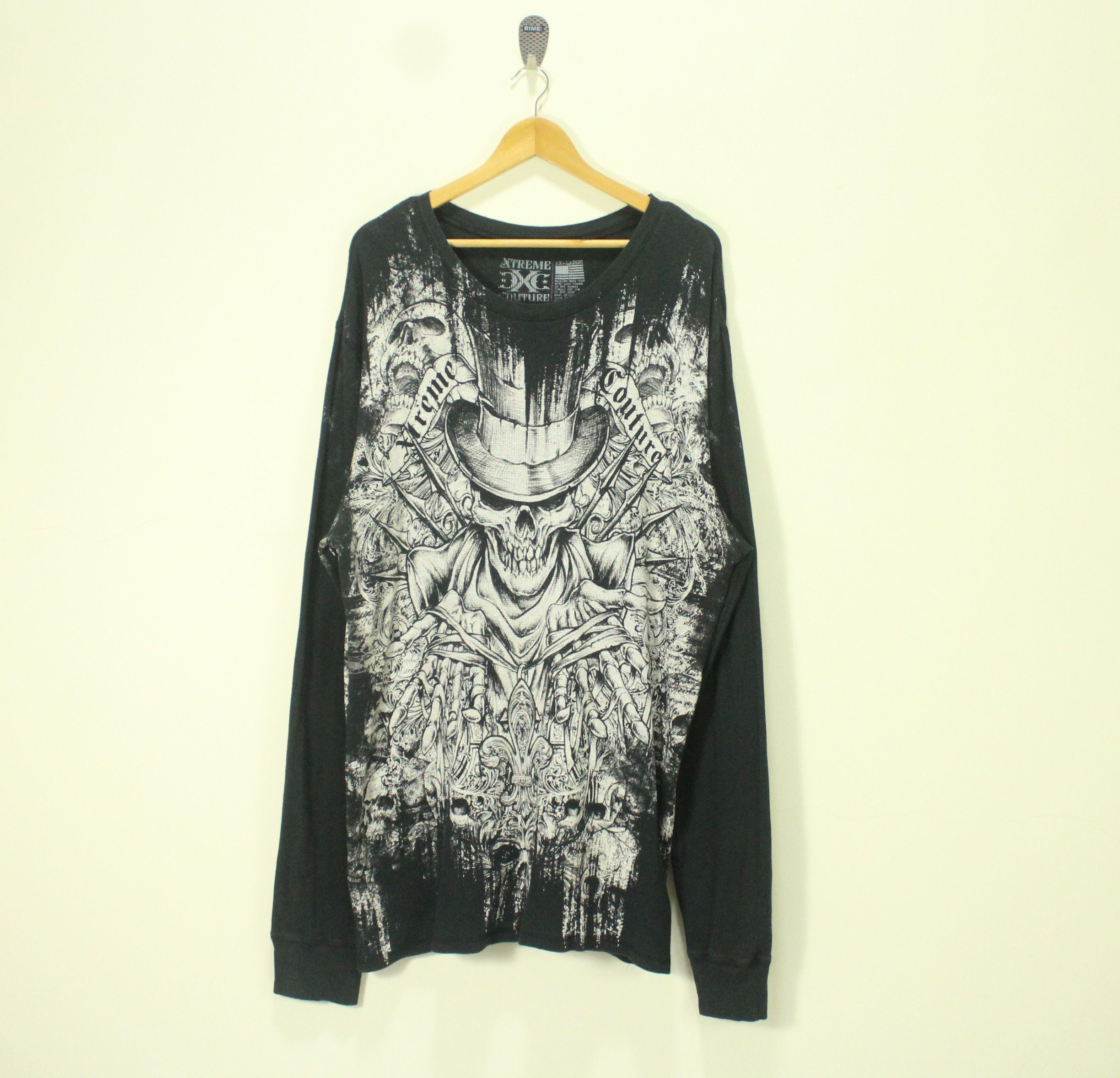 Vintage EXTREME COUTURE Shirt Skull Thermal Graphic Taatoo Size US XXL / EU 58 / 5 - 1 Thumbnail