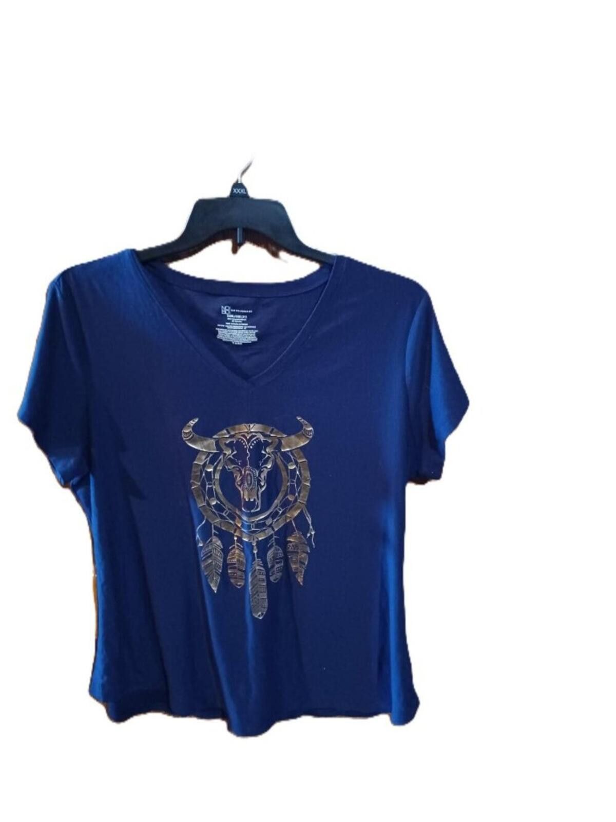 Other No Boundaries Navy T-Shirt Gold Bull & Feathers Size 3XL / US 20-22 - 1 Thumbnail