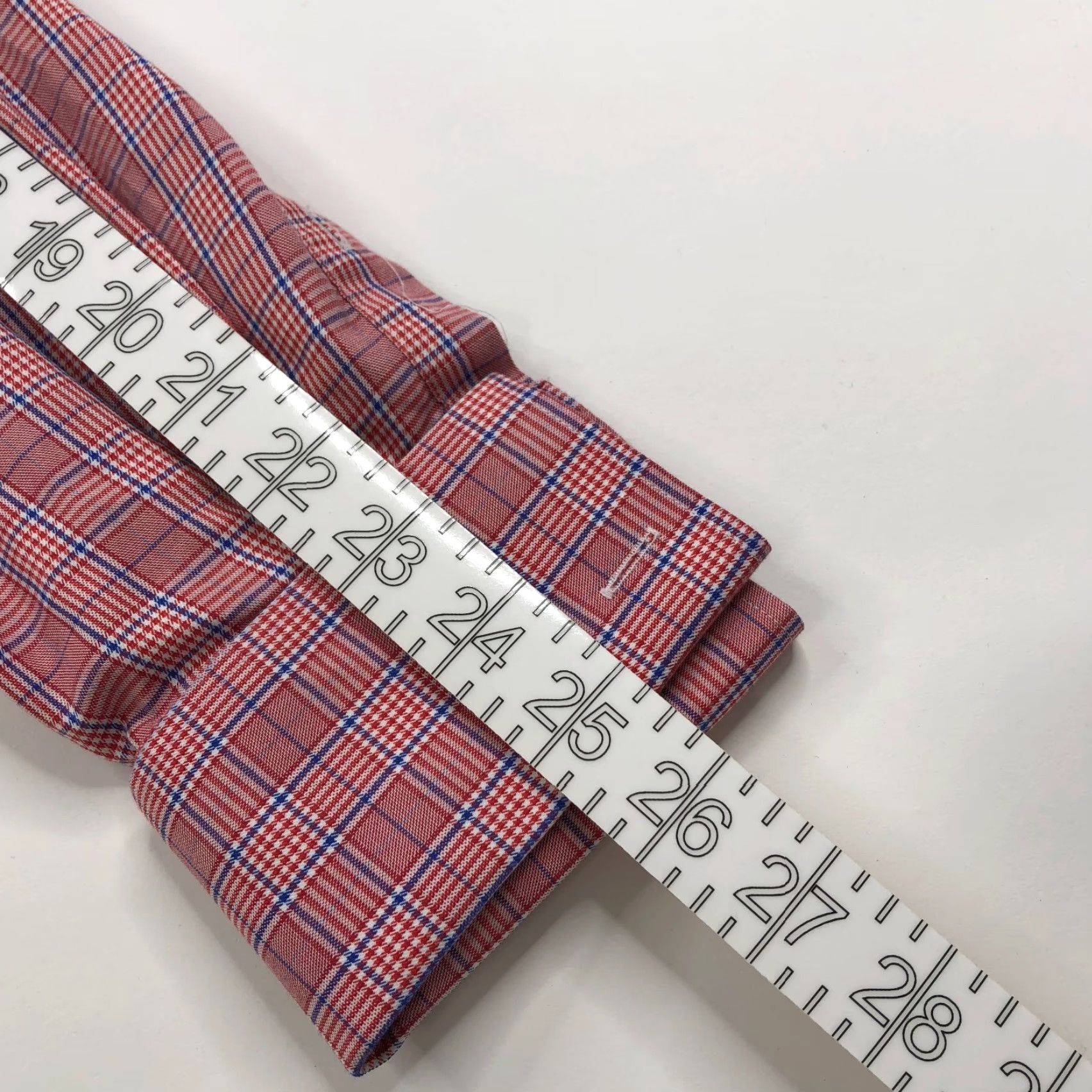 Pinko Thomas Pink Dress Shirt Plaid Red Pink LS 15/34.5 French Cuff 100% Cotton Mens Regular Modern Brand Shirt Size 42R - 5 Thumbnail