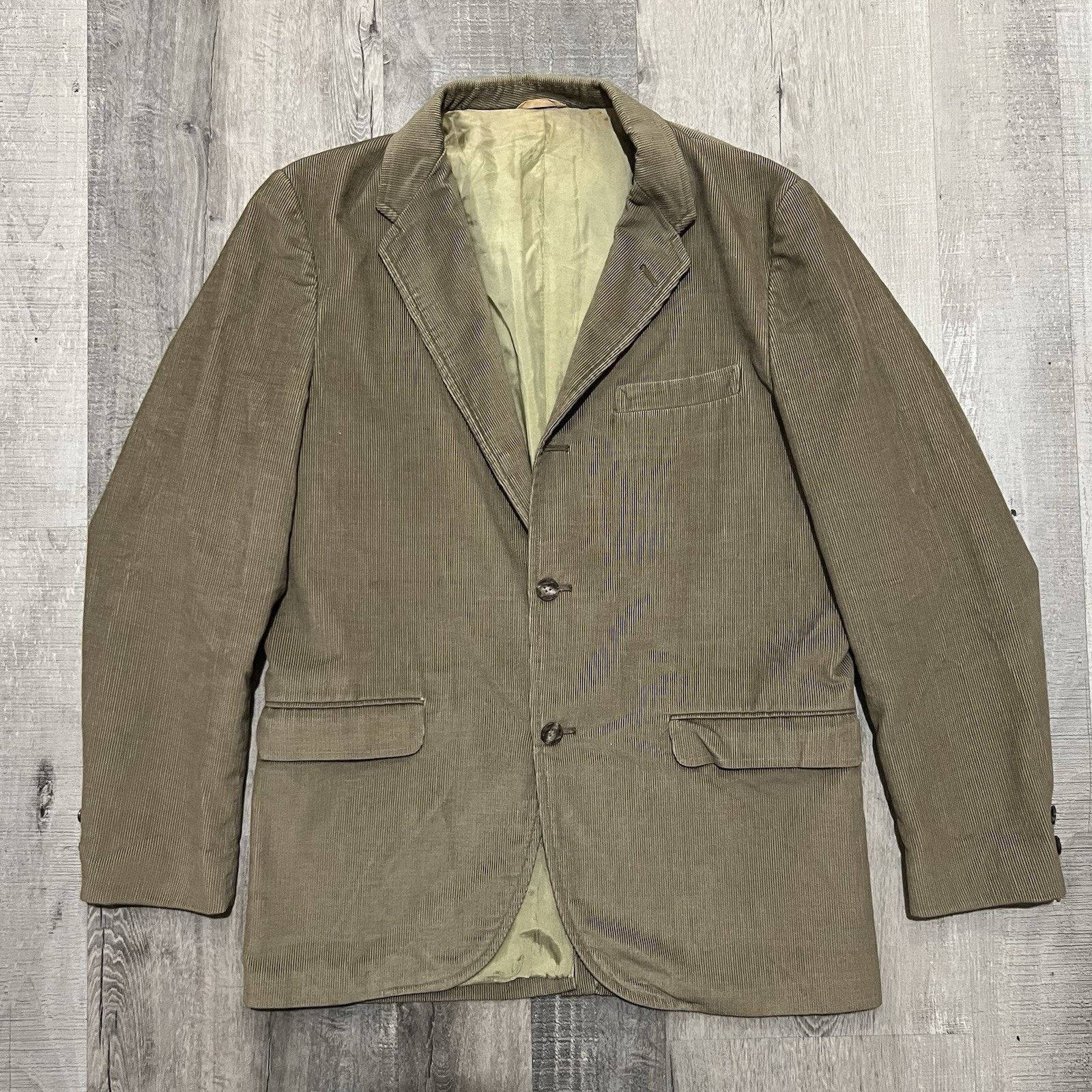 Vintage VTG 60s 70s BRENT Tan Corduroy 3 Button Corduroy Casual Coat Size US M / EU 48-50 / 2 - 1 Thumbnail