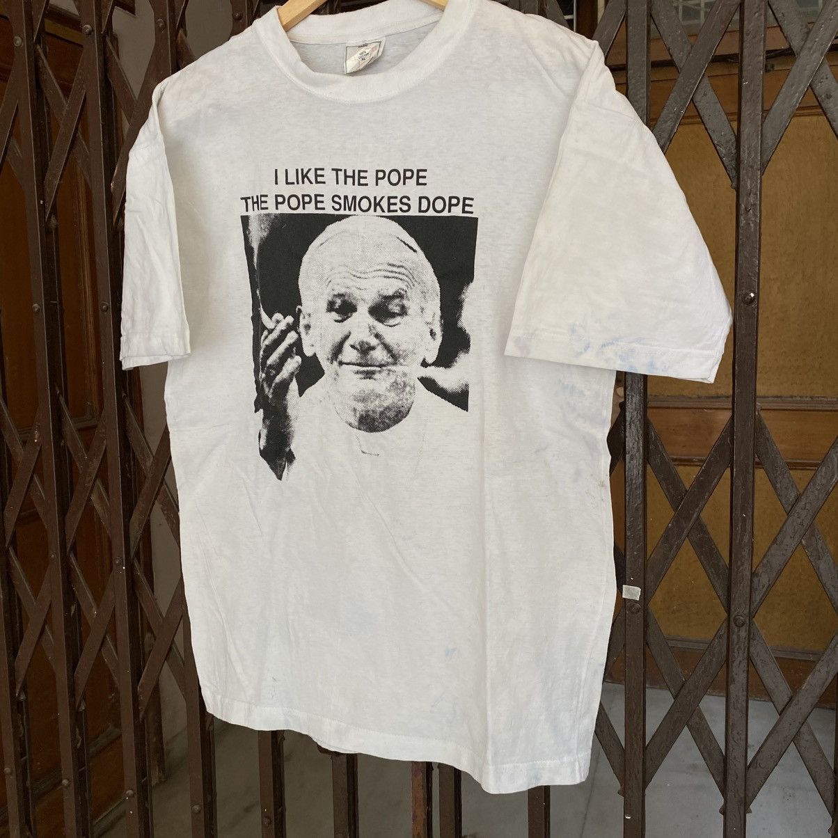 Rap Tees Vintage I like the pope the pope smokes dope T shirt Size US XL / EU 56 / 4 - 3 Thumbnail