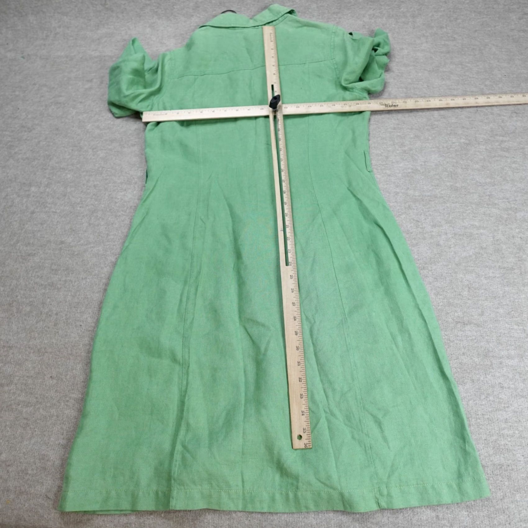 Boden Boden Dress Shirt Dress 8L Green Linen Roll Tab Utility Shirtdress Women Size 8 Knee Length Pockets Casual Size M / US 6-8 / IT 42-44 - 3 Thumbnail