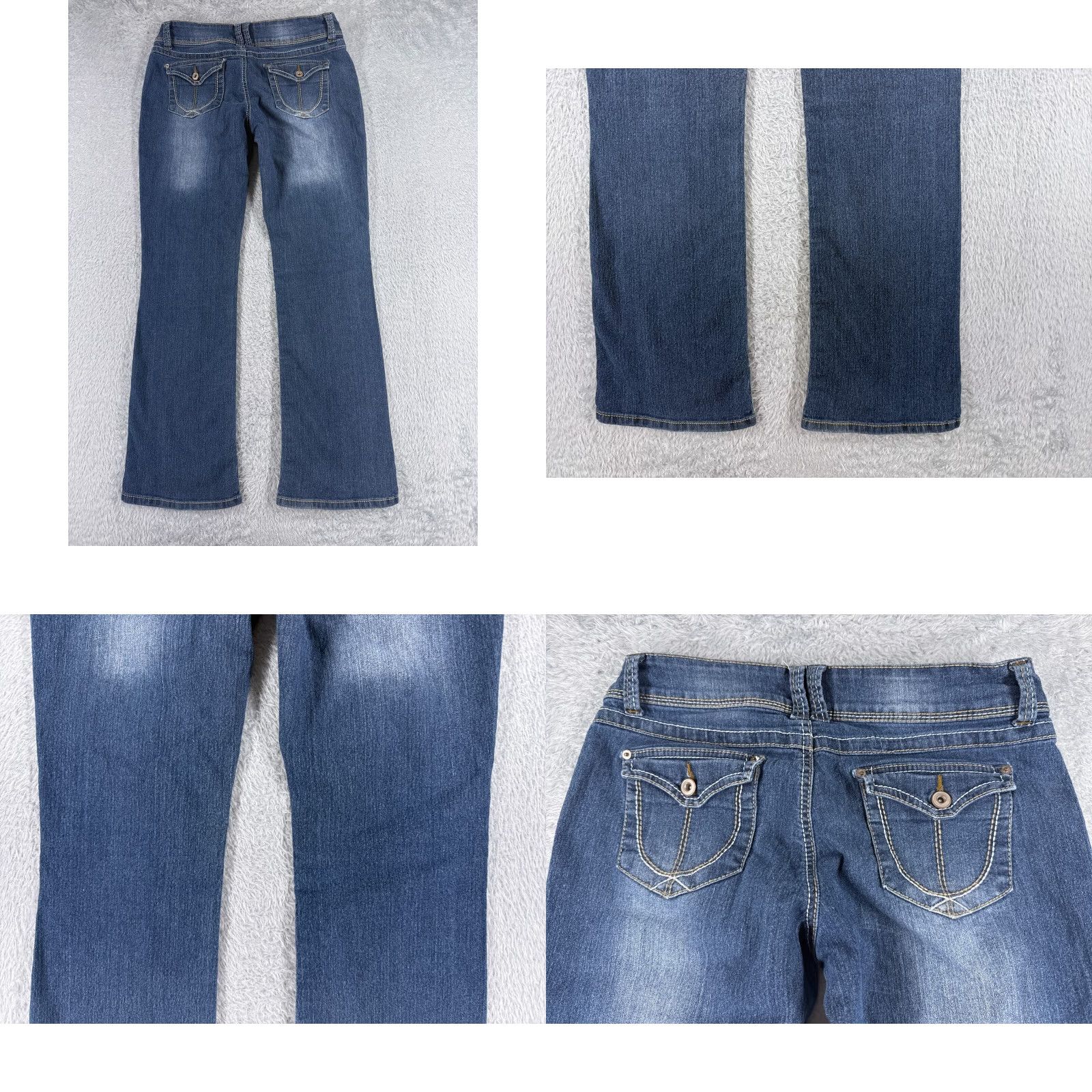 Vintage No Boundaries Jeans Women 13 Blue Denim Flared Low Rise Cotton Blend 30x30 Size 34" / US 12 / IT 48 - 9 Thumbnail
