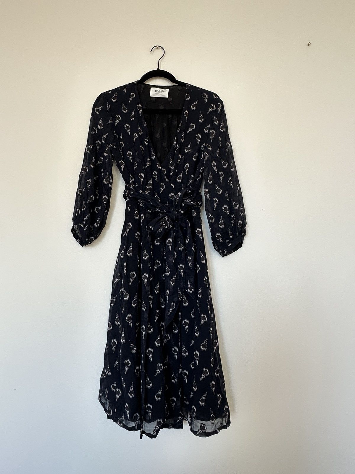 ba&sh ba&sh memory noir lady wrap dress with sash belt Size L / US 10 / IT 46 - 4 Thumbnail