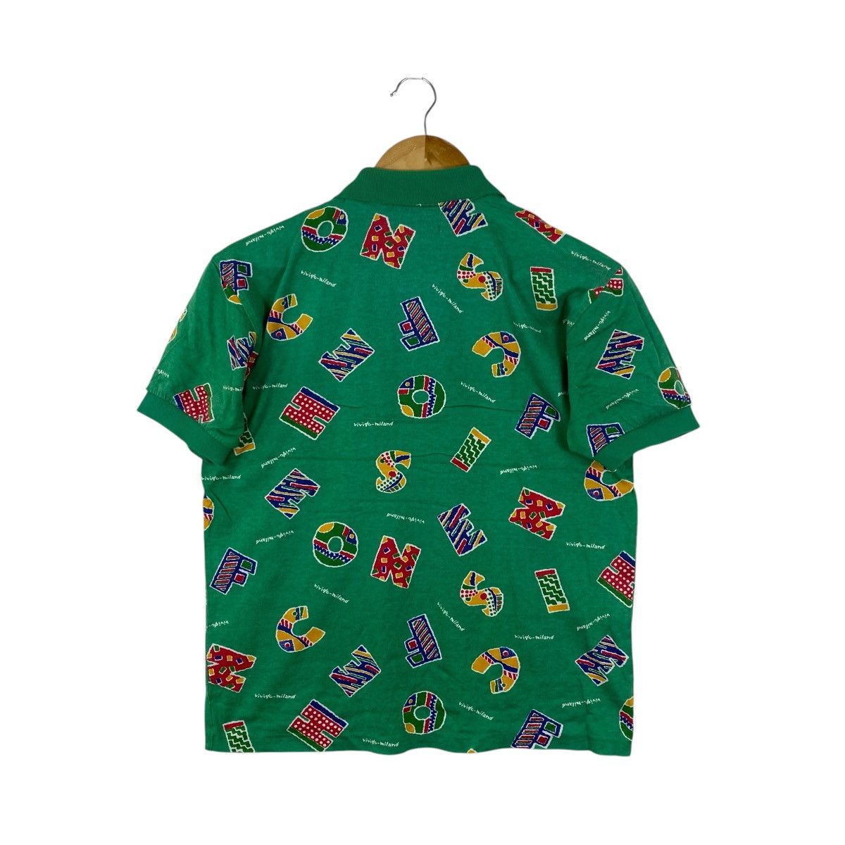 Vintage Vintage Seno Fich Milano Abstract Green Polo Shirt L 90s Size US L / EU 52-54 / 3 - 2 Thumbnail