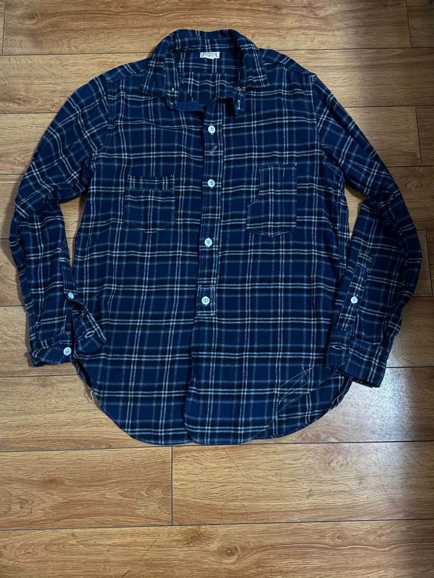 Freewheelers Navy Gray Flannel Shirt Size 16 Size US L / EU 52-54 / 3 - 1 Thumbnail