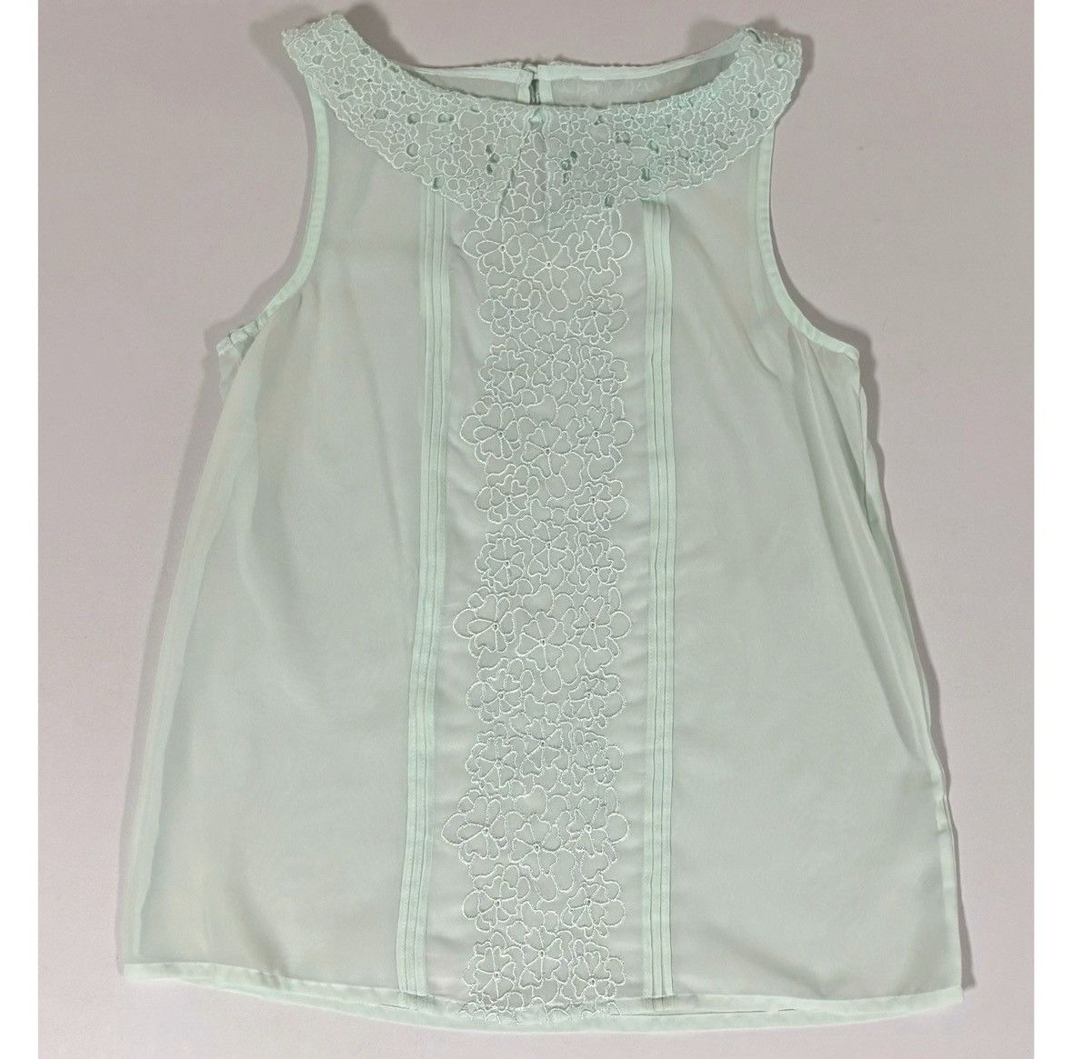 Vintage Mint Green Floral Collared Tank Top Shirt Blouse Size XS 🪷✨ Size XS / US 0-2 / IT 36-38 - 1 Thumbnail