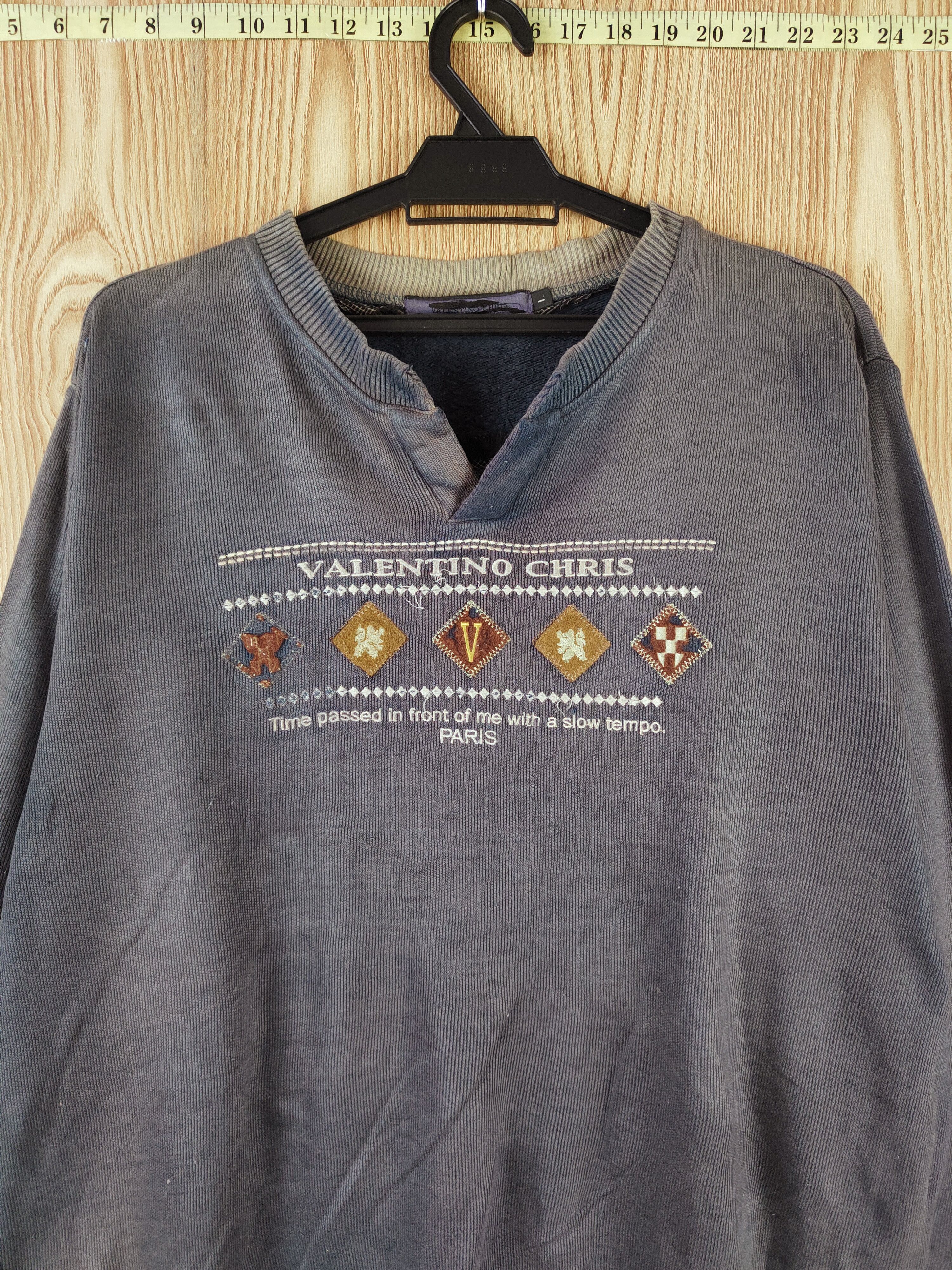Japanese Brand × Vintage Valentino Chris Dark Blue Faded Sweatshirts Size US L / EU 52-54 / 3 - 3 Thumbnail
