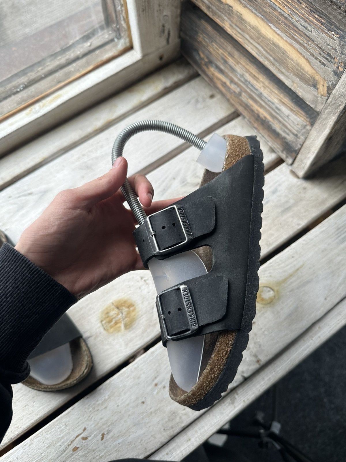 Birkenstock 🚨 VNTG Birkenstock 38 black unisex Luxe Sandals rare slides Size US 8 / IT 38 - 8 Thumbnail