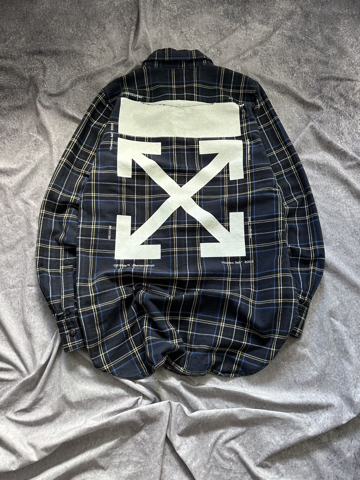 OFF WHITE Plaid Flannel Long Sleeve Shirt Oversized