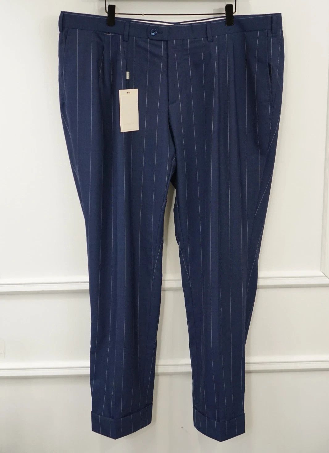 Suitsupply Men Suitsupply Pants Pinstriped Brescia Blue Wool UK/US50 Size 50R - 1 Thumbnail