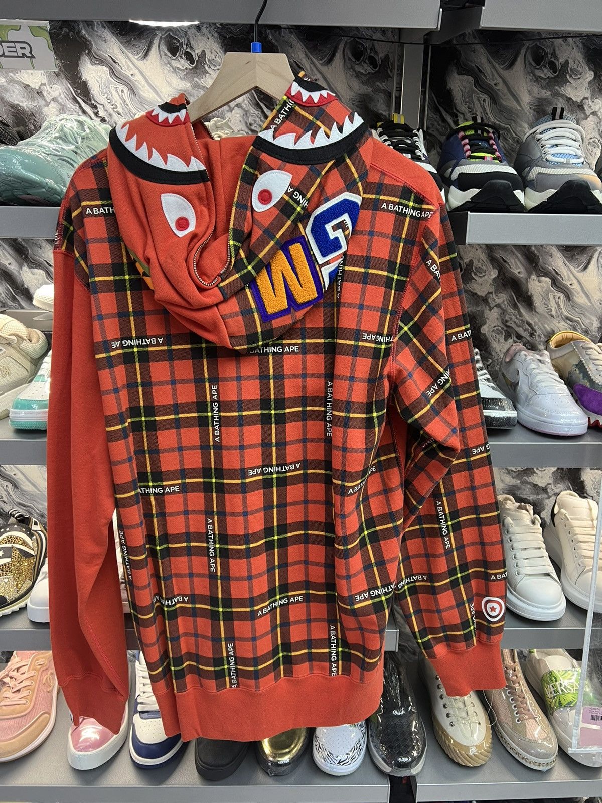 Bape Bape Red Plaid Shark FullZip Size US XXL / EU 58 / 5 - 2 Thumbnail