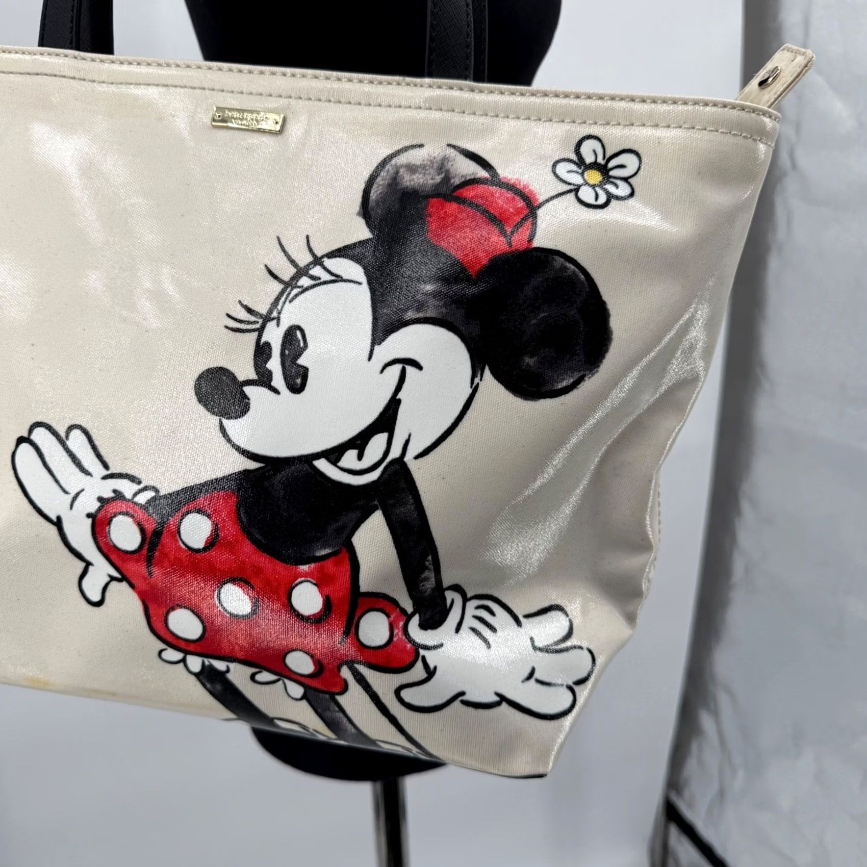 Vintage kate spade new york x Disney Minnie Mouse Tote Bag Cream Coated Canvas Black Straps Tote Womens Medium Pattern Solid Bag Accessories Size M / US 6-8 / IT 42-44 - 6 Thumbnail