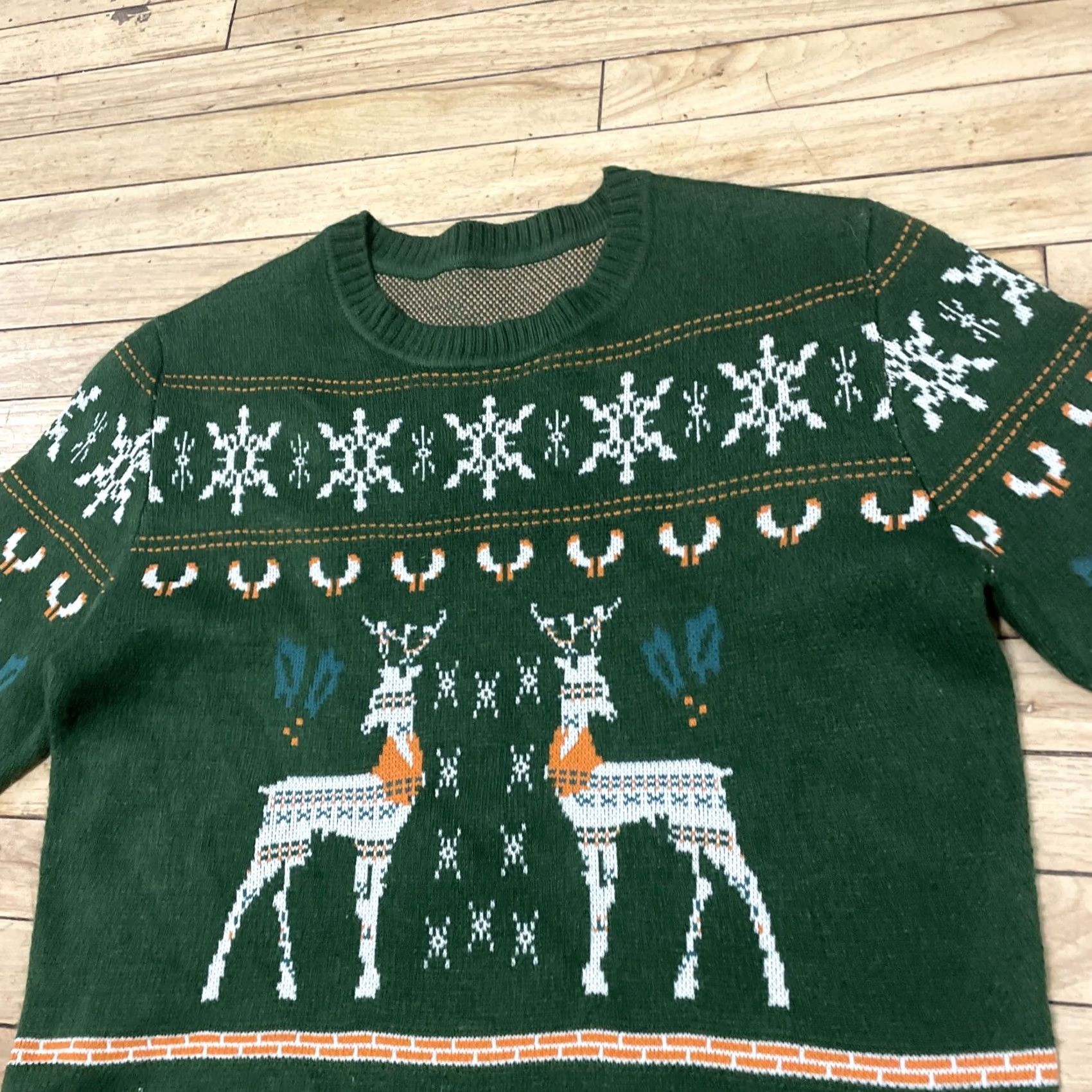 Shein SheIn Ugly Christmas Sweater Adult XL Holiday Reindeer Snowflake Print Green Shirt Pullover KnIT Crew Neck Men Men Christmas Holiday Theme 90s? Size US XL / EU 56 / 4 - 3 Thumbnail