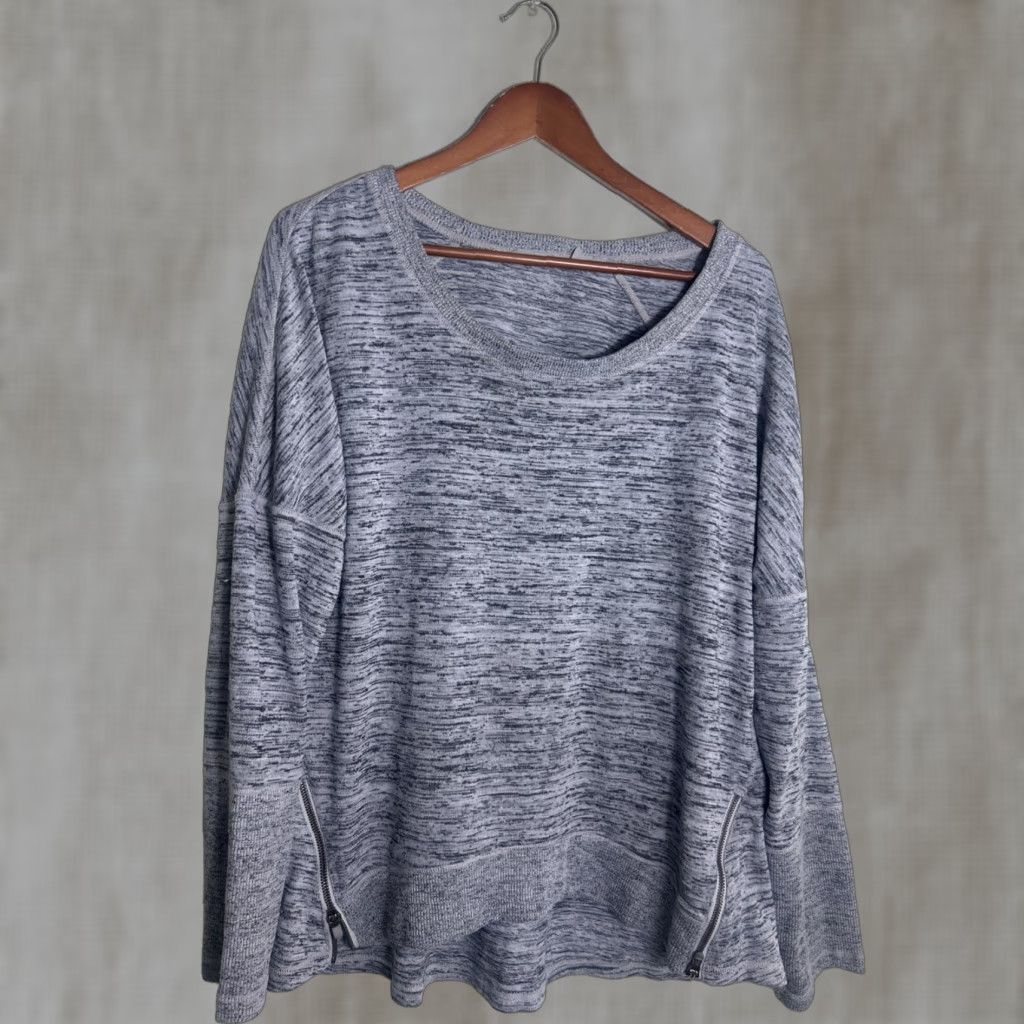 Athleta Athleta Womens XL Long Sleeve Pullover Sweatshirt Side Zip Cotton Gray Size XL / US 12-14 / IT 48-50 - 1 Thumbnail