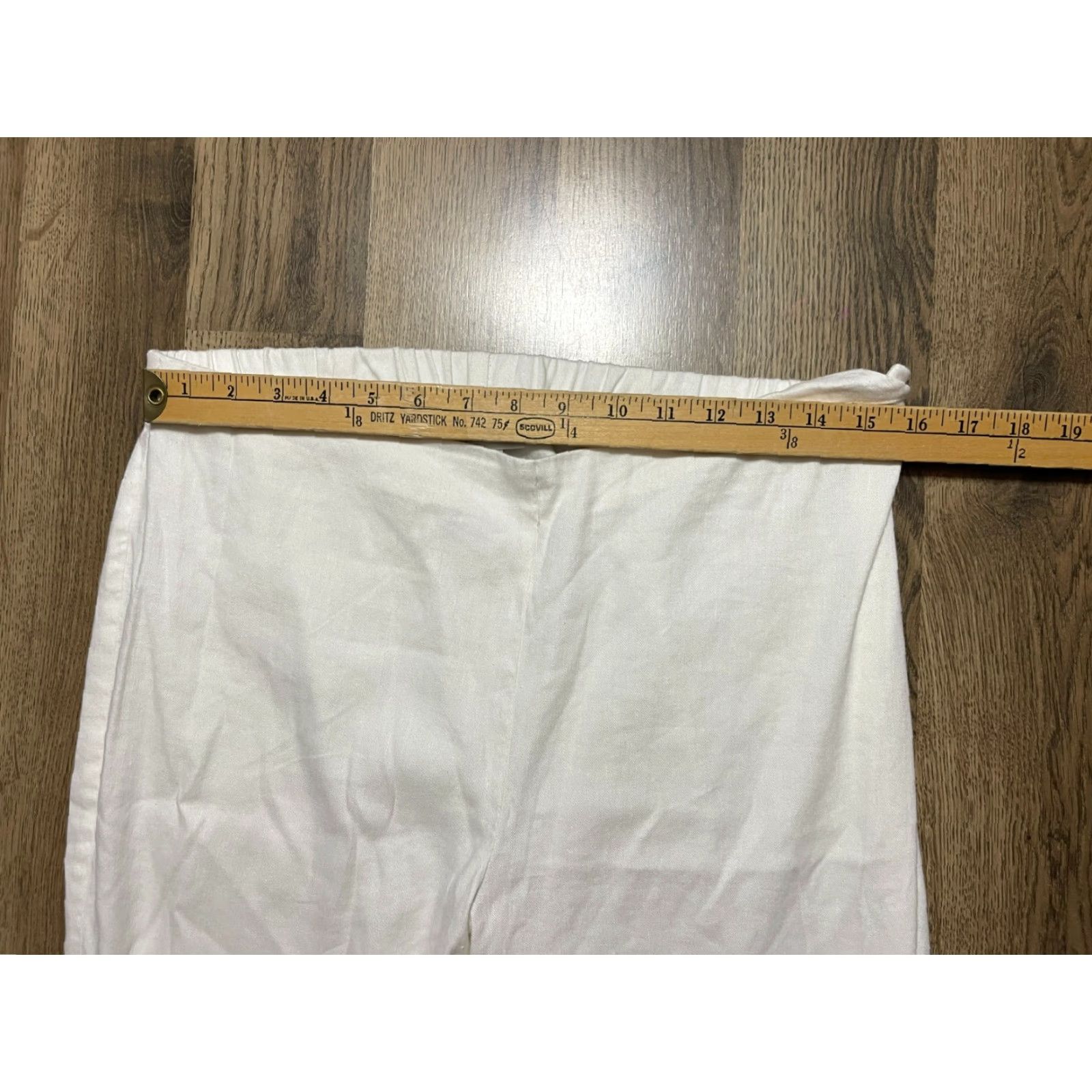 J. Jill J. Jill Pants Women's Medium White Pull On Linen Blend Stretch Casual Regular Inseam 25 in Ankle (Free Return) Size 32" / US 10 / IT 46 - 7 Thumbnail