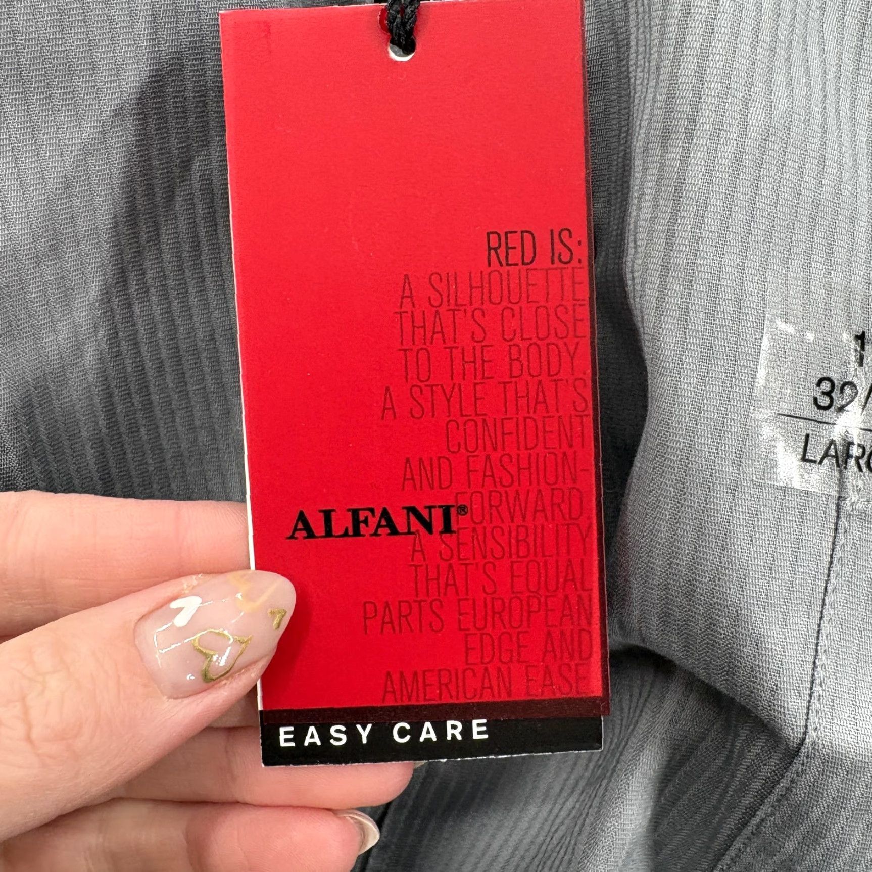 Alfani Alfani Dress Shirt Mens Large 16 32/33 Gray Stripe Fitted Easy Care Cotton NWT Shirt Size 42R - 6 Thumbnail