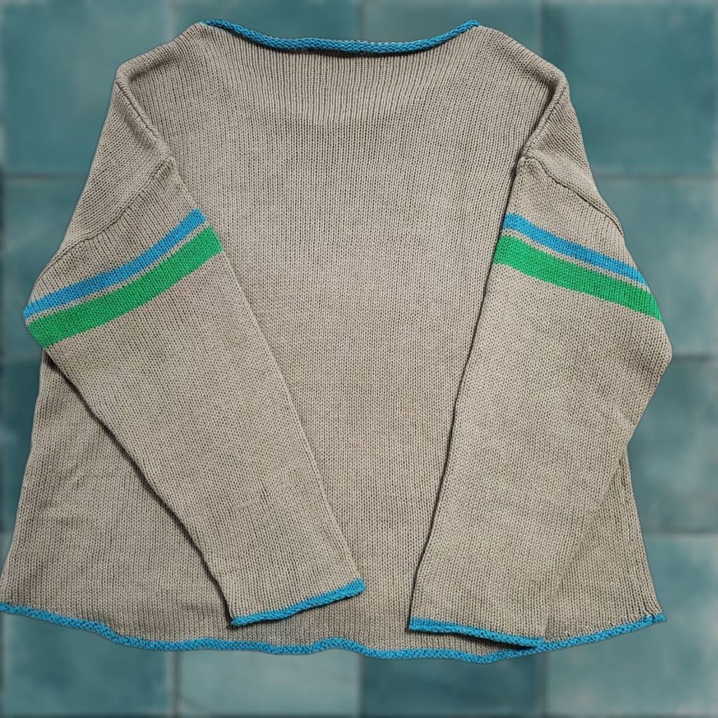 Vintage Natural Life Sweater Womens L Pullover Brown Knit Blue Trim Boho Slouchy Casual Relaxed Knit 60% Cotton 40% Acrylic Vintage No Mens Womens Size L / US 10 / IT 46 - 1 Thumbnail