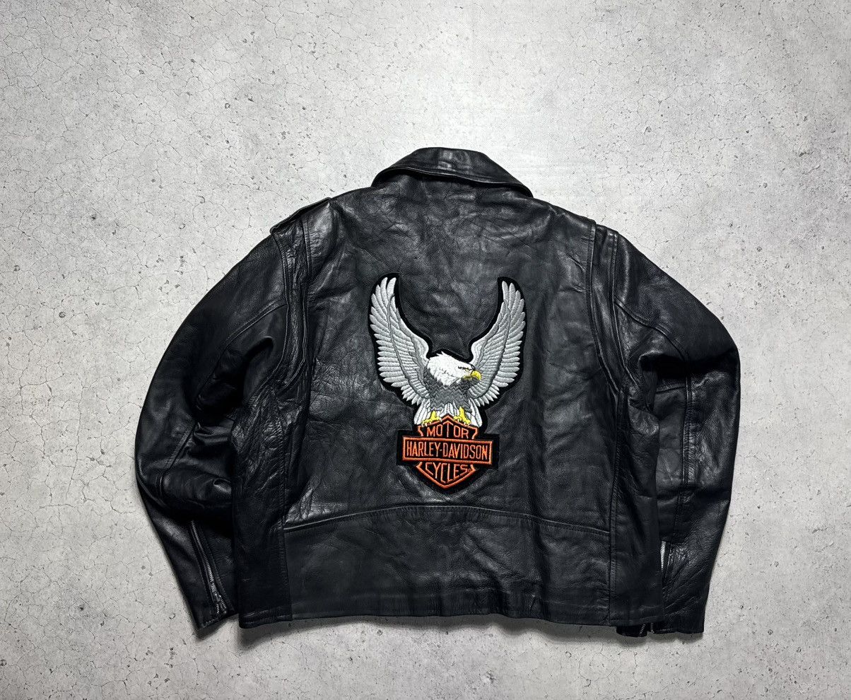 Harley Davidson Harley Davidson Leather Biker Jacket Big Logo Black Rock Size US XL / EU 56 / 4 - 1 Thumbnail
