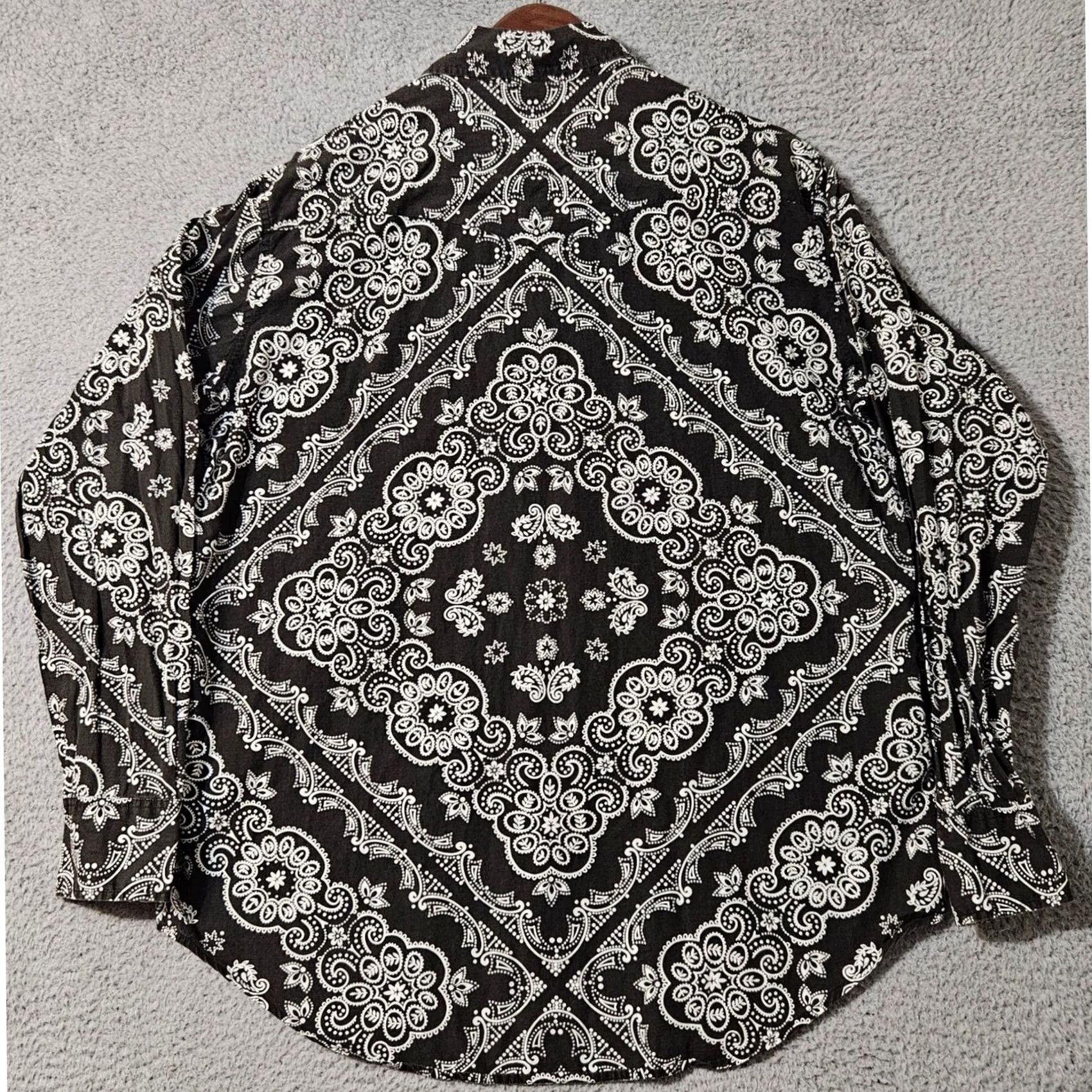 Lucky Brand Lucky Brand Black Western Rodeo Diamond Snap L/S Dungarees Size XL Size US 36 / EU 52 - 2 Thumbnail