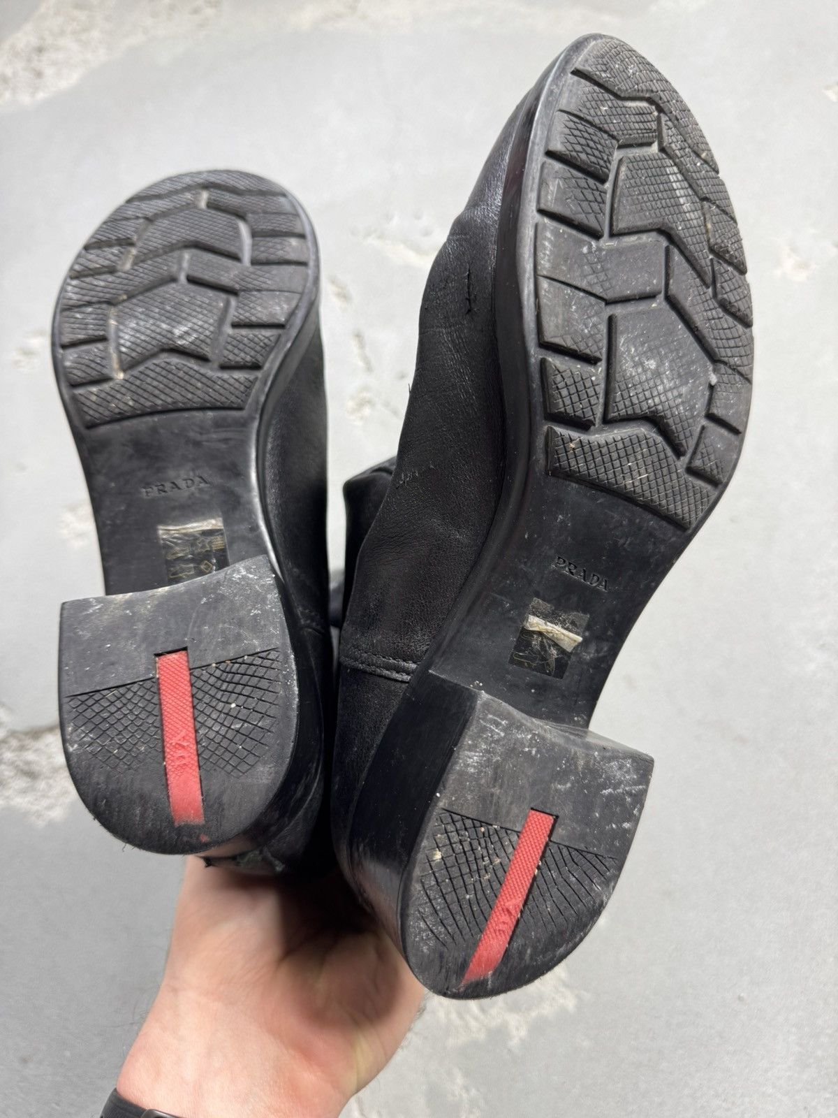 Leather × Prada AUTH LUXURY PRADA BOOTS 3W5356 Black SOFT B DEER SKIN Size US 9 / IT 39 - 4 Thumbnail