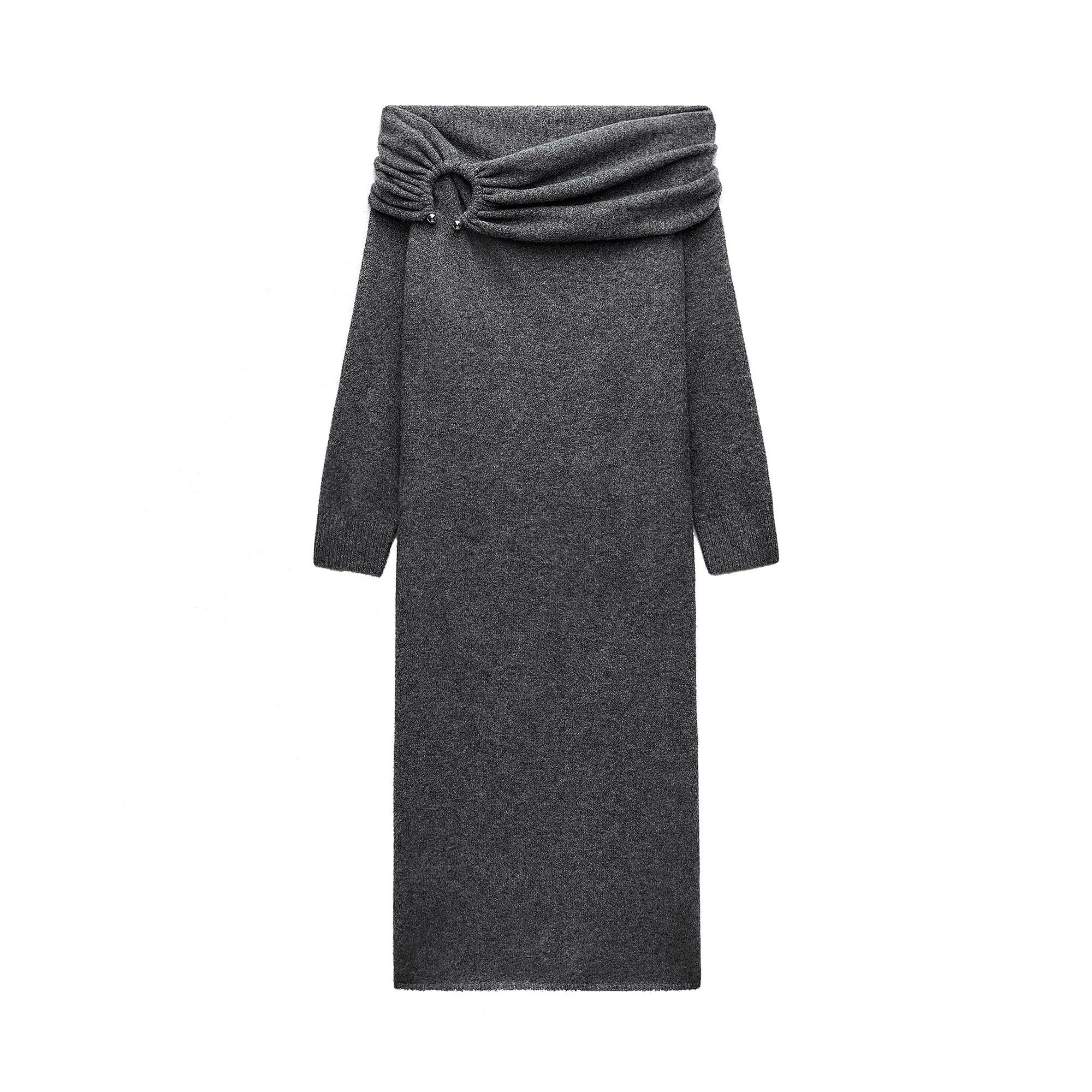 white christmas dresses Zara Collared Long-sleeved Knit Dress main image 1