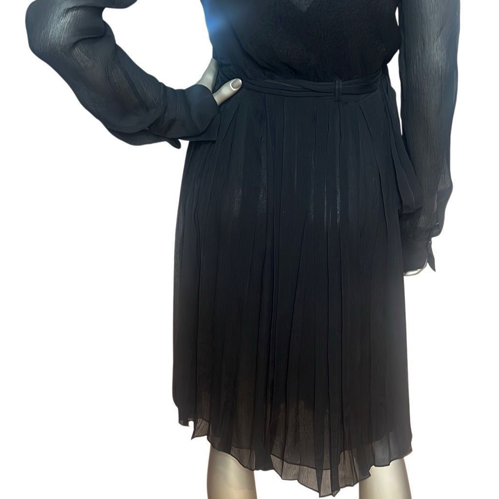 Celine NWT Celine Black Silk Wrap Dress (012) Size S / US 4 / IT 40 - 16 Thumbnail