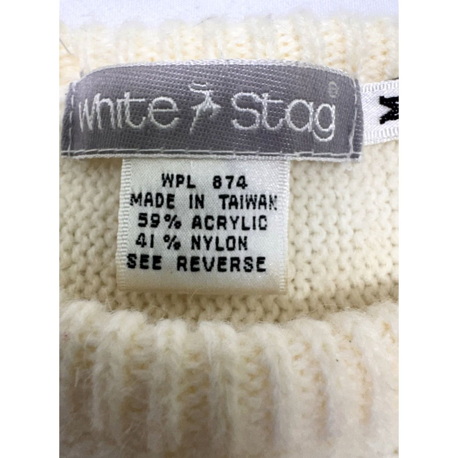 Vintage VINTAGE White Stag sweater Med Cream & Brown Cable Knitting Oversized 80's Size M / US 6-8 / IT 42-44 - 4 Thumbnail