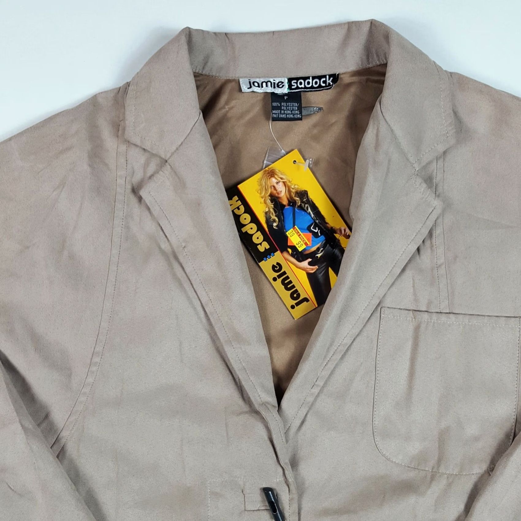 Vintage VINTAGE Jamie Sadock Womens Petite Sports Coat Beige 2 Button Dress Jacket Polyester Blazer Jacket Womens Petite Beige 90s Y2K Formal Athletic Size S / US 4 / IT 40 - 2 Thumbnail
