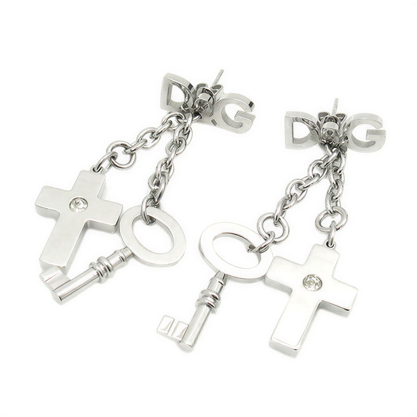Dolce & Gabbana Dolce & Gabbana Cross and Key Stainless Steel Earrings Size ONE SIZE - 1 Thumbnail