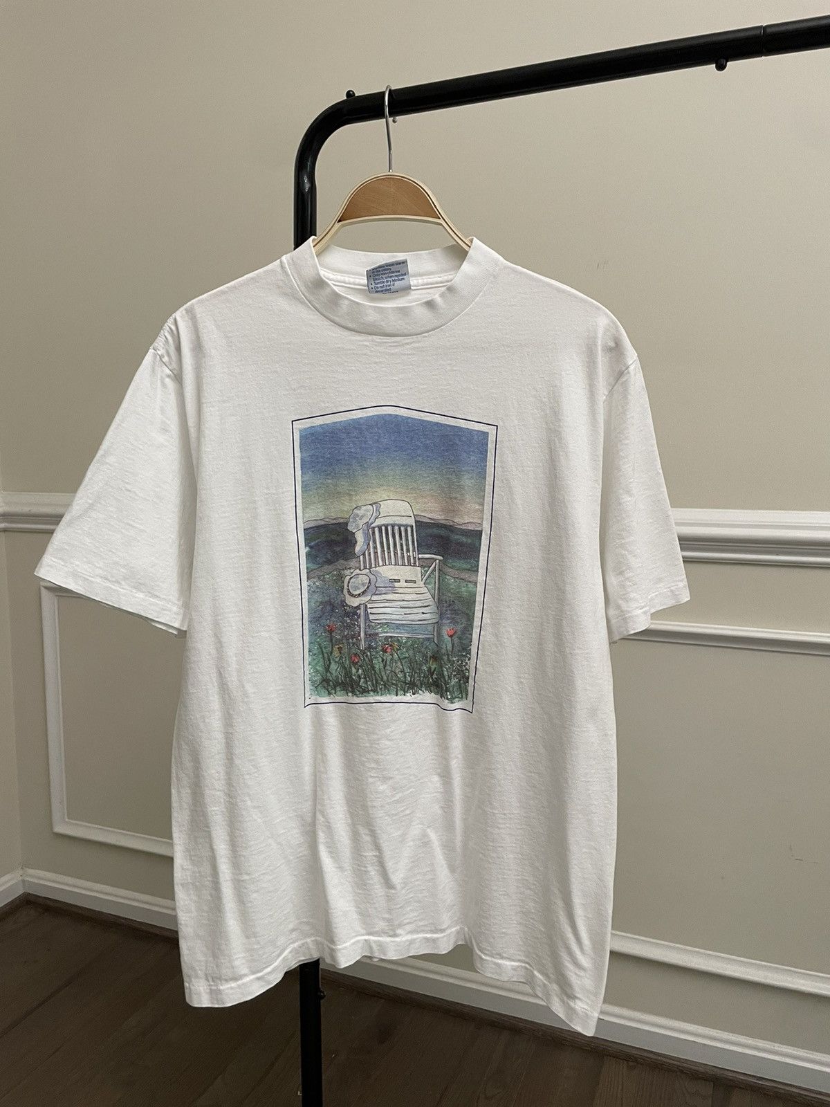 Vintage Vintage 90s White Art Graphic Painting Tee Shirt Unsoundrags Size US L / EU 52-54 / 3 - 2 Thumbnail