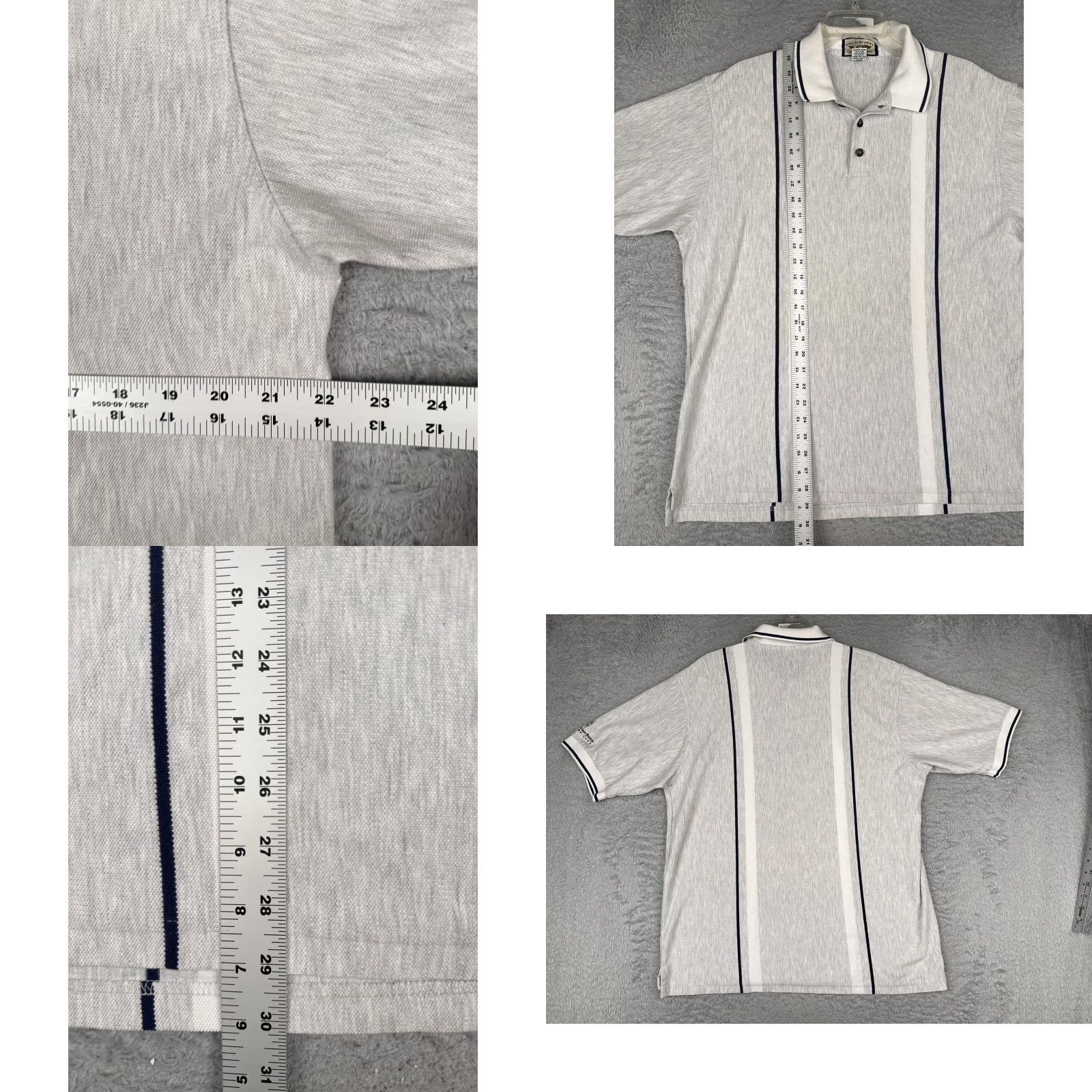 Vintage Straight Down Polo Shirt Mens Large Gray Striped Cotton Made USA Golf Casual Size US L / EU 52-54 / 3 - 8 Thumbnail
